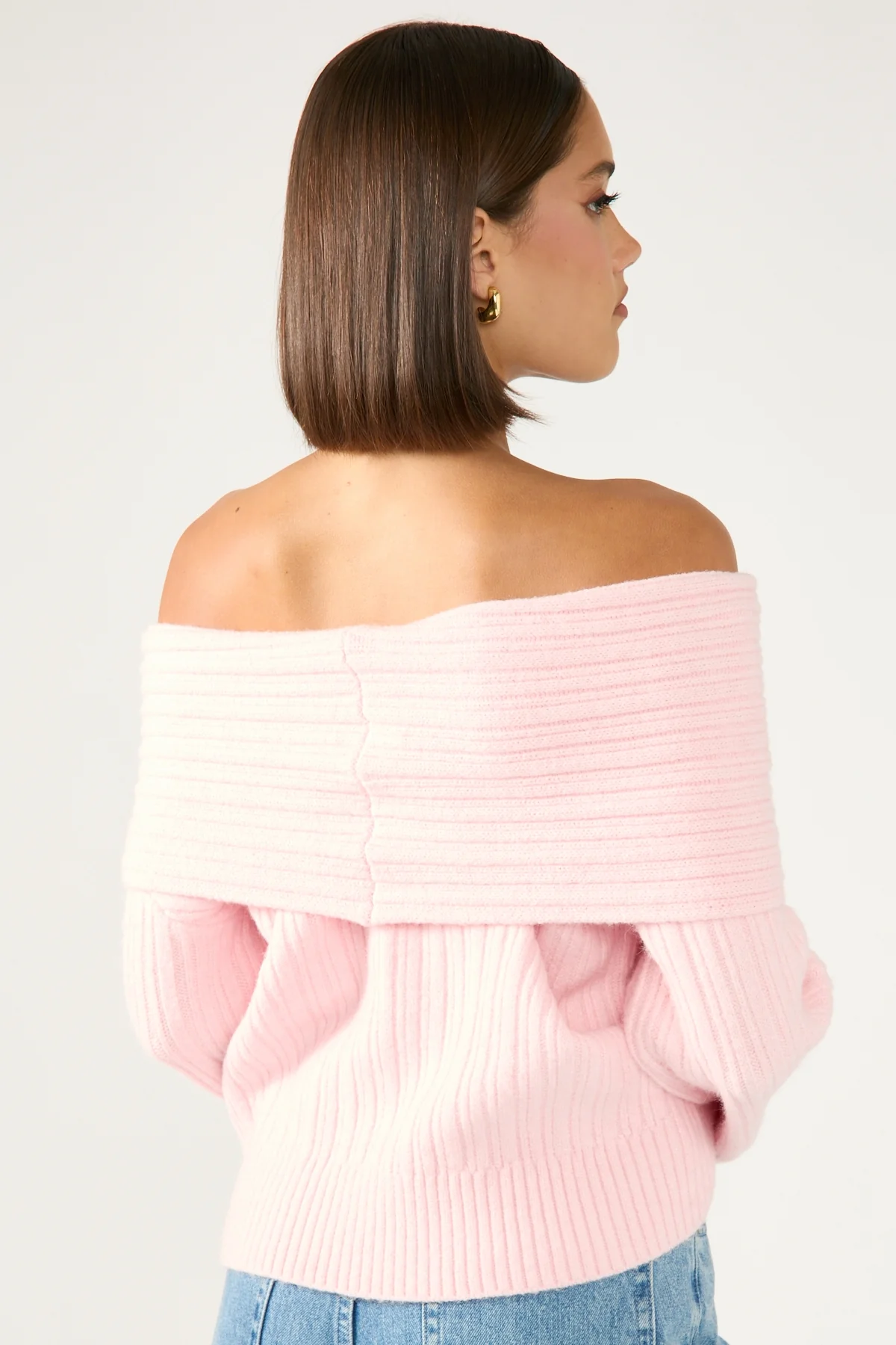 Perfect Stranger Alegra Off Shoulder Knit Jumper Pink - Image 4