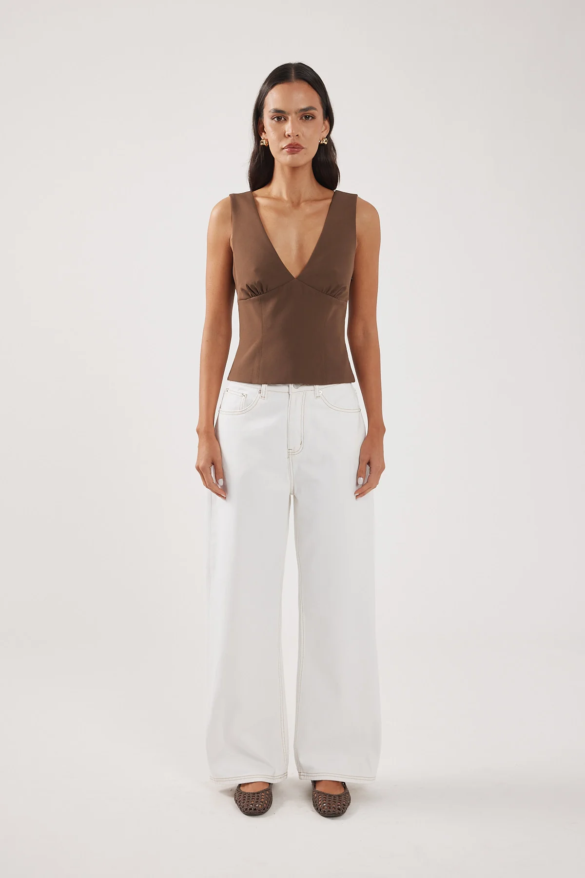 Perfect Stranger Allegra V-Neck Top Brown - Image 5