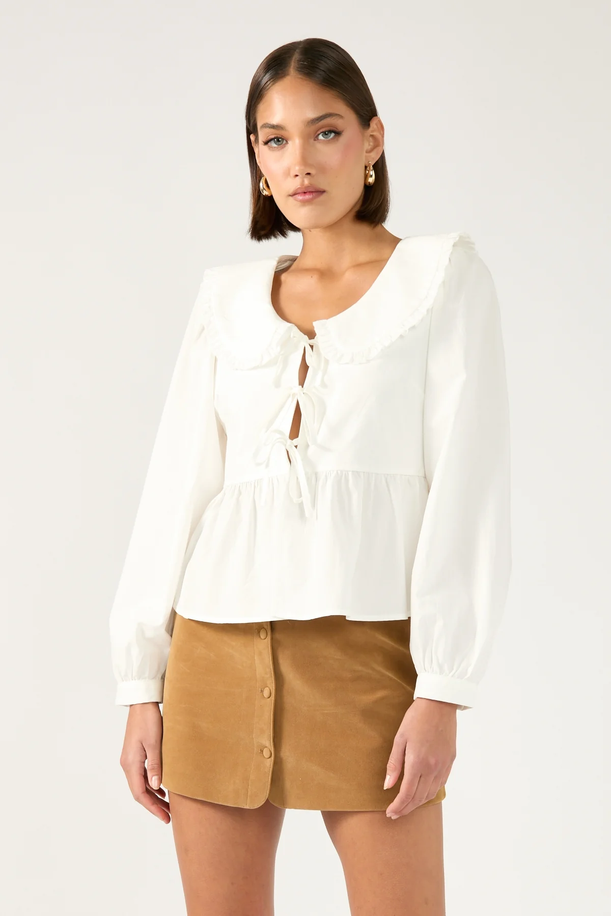 Perfect Stranger Amelie PU Suede Mini Skirt Tan - Image 3