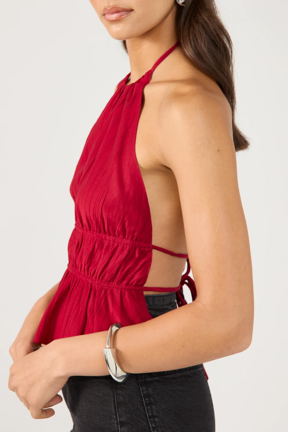 Perfect Stranger Arybelle Halter Open Back Top Burgundy - Image 4