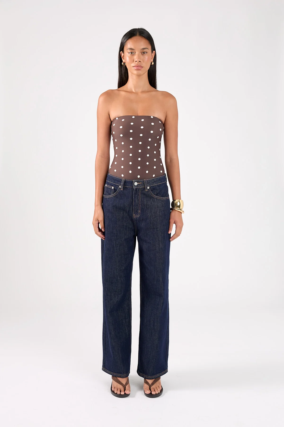 Perfect Stranger Auralie Strapless One Piece Brown Polka - Image 2