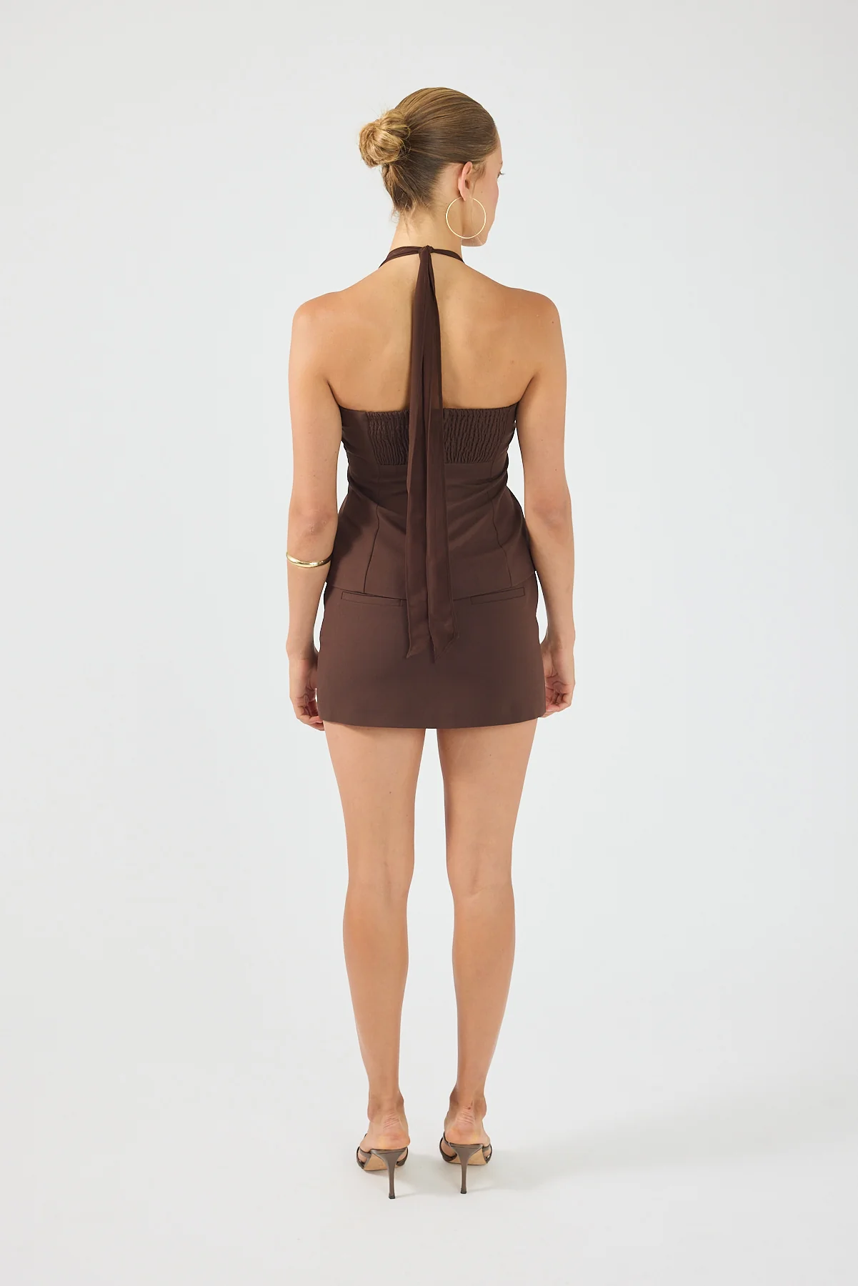 Perfect Stranger Avel Mid Rise Tailored Skort Brown - Image 3