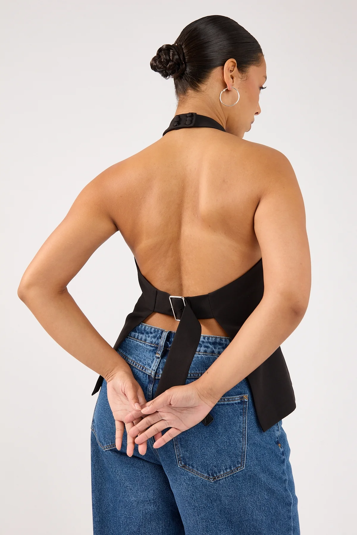 Perfect Stranger Beck Buckle Halter Top Black - Image 3
