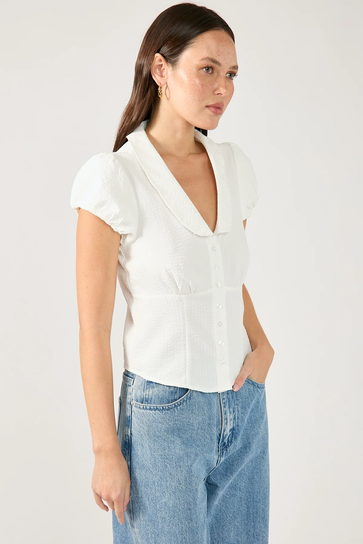 Perfect Stranger Bliana Short Sleeve Blouse White - Image 5