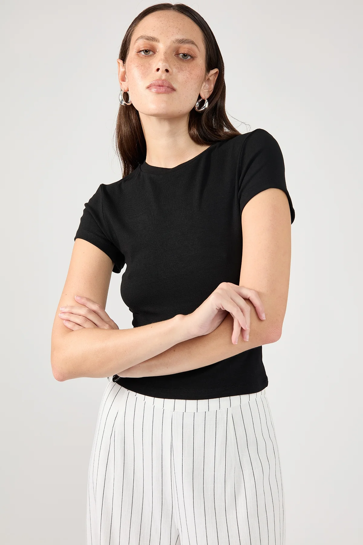 Perfect Stranger Cap Sleeve Tee Black - Image 3