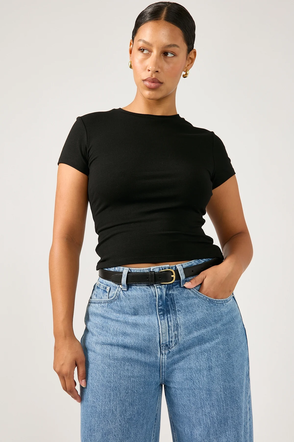 Perfect Stranger Cap Sleeve Tee Black - Image 5