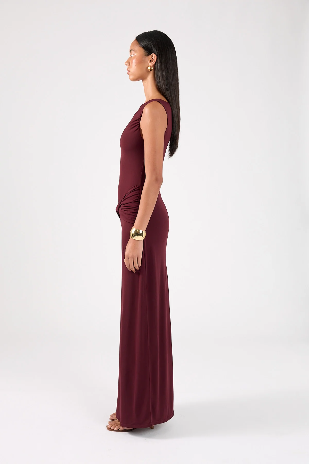 Perfect Stranger Cody High Neck Maxi Dress Plum - Image 3