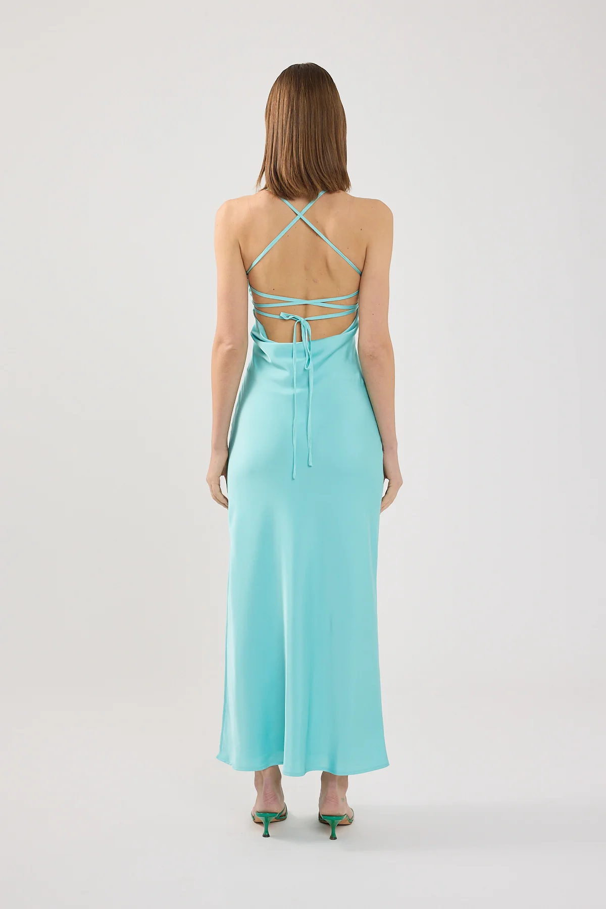 Perfect Stranger Colette Lace up Maxi Dress Turquoise - Image 4