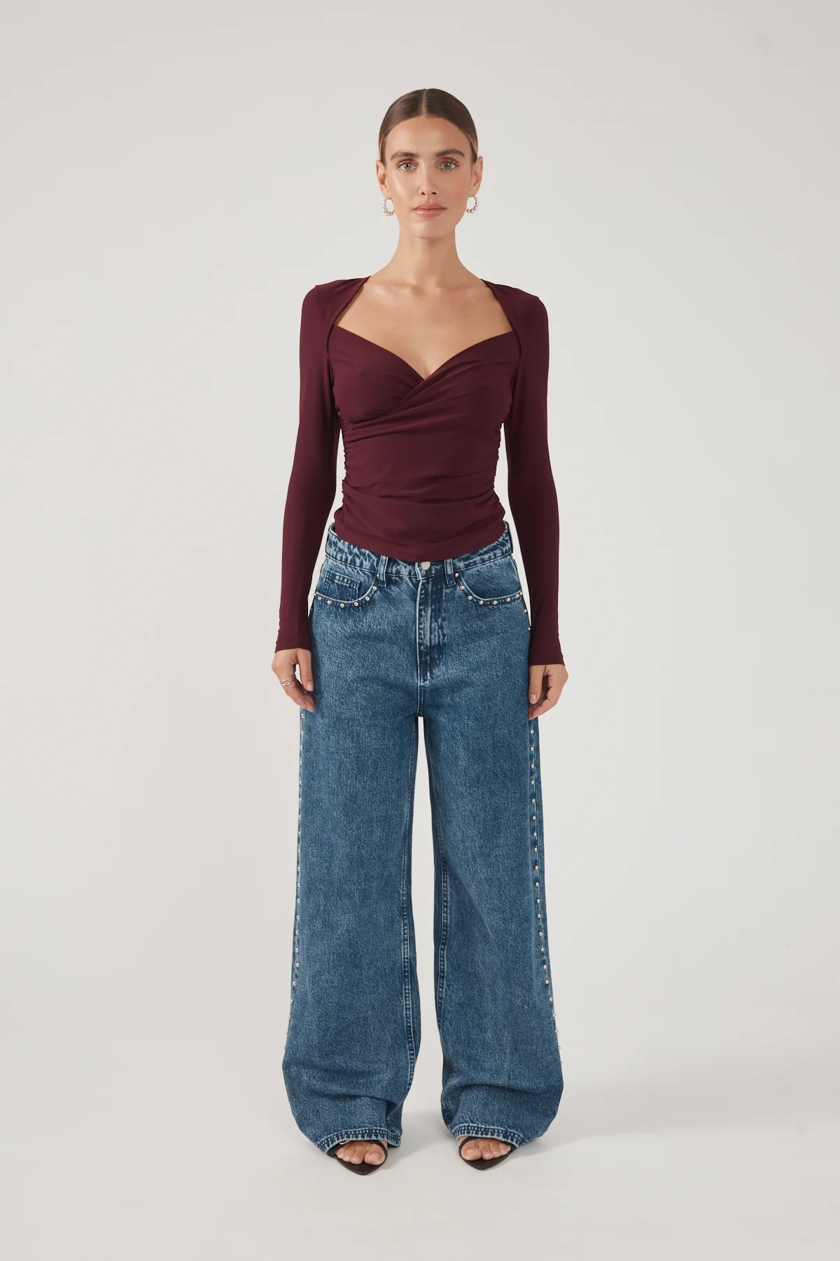Perfect Stranger Dominik Long Sleeve Top Plum - Image 3