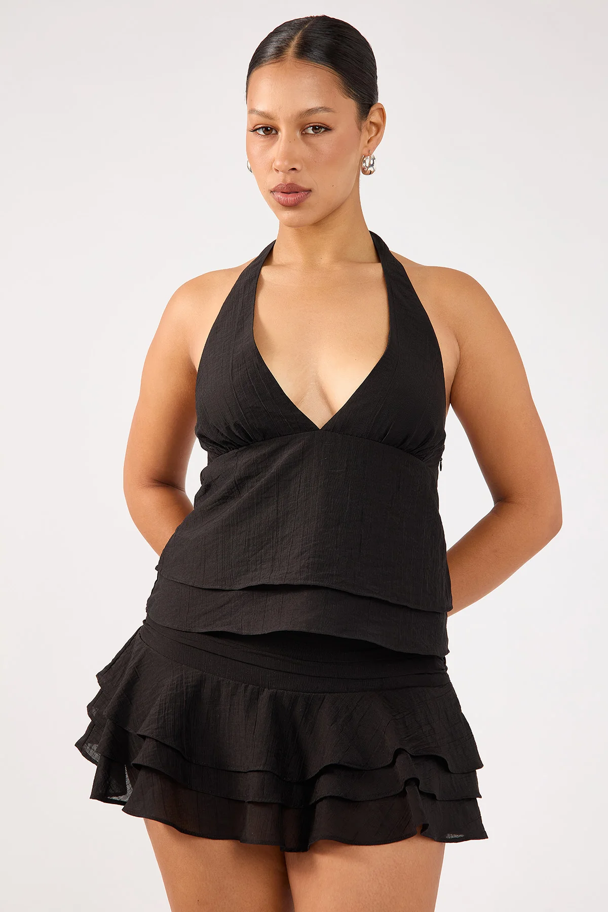 Perfect Stranger EllaMae Ruffle Mini Skort Black - Image 3