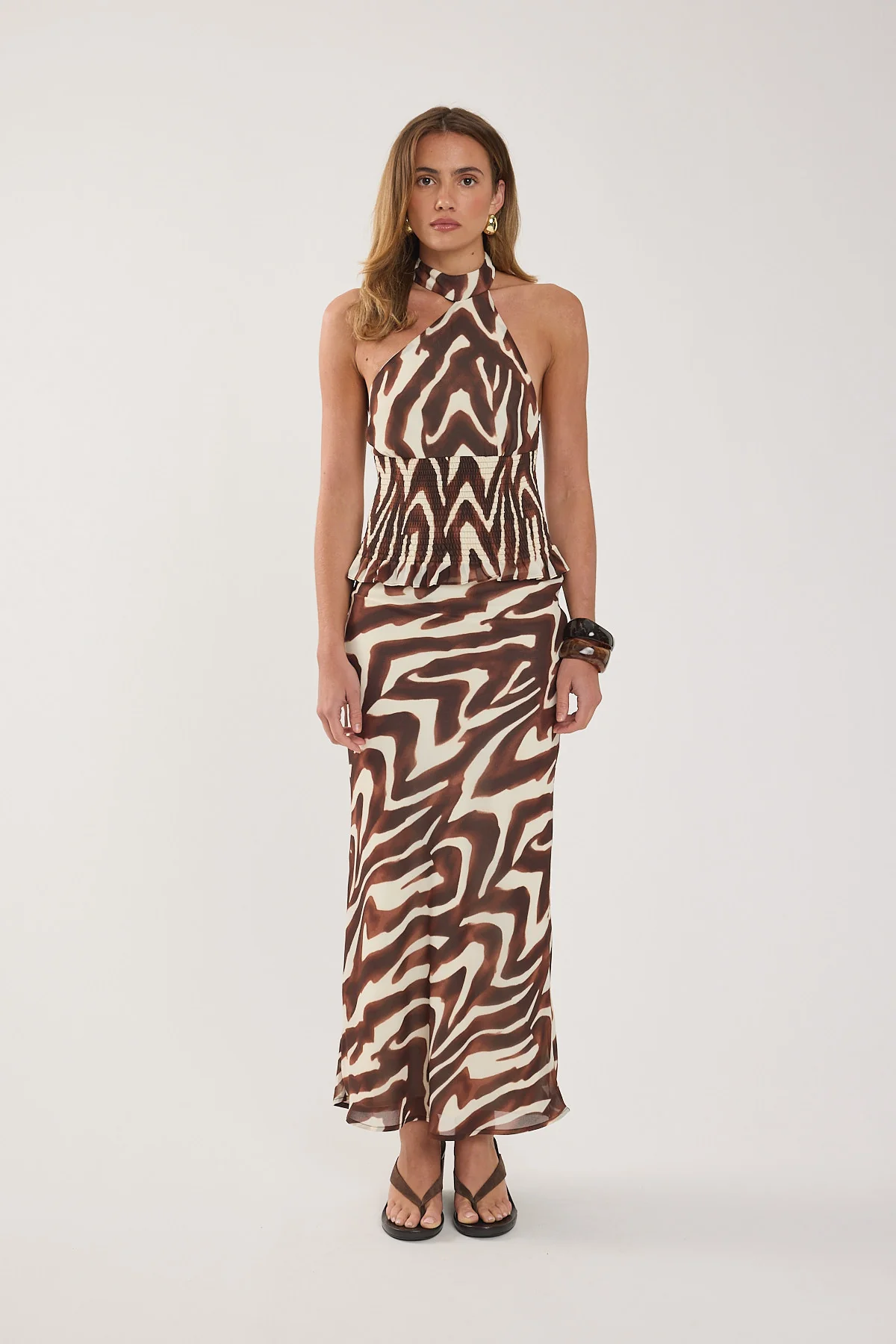 Perfect Stranger Elliot Halter Top Brown Print - Image 3