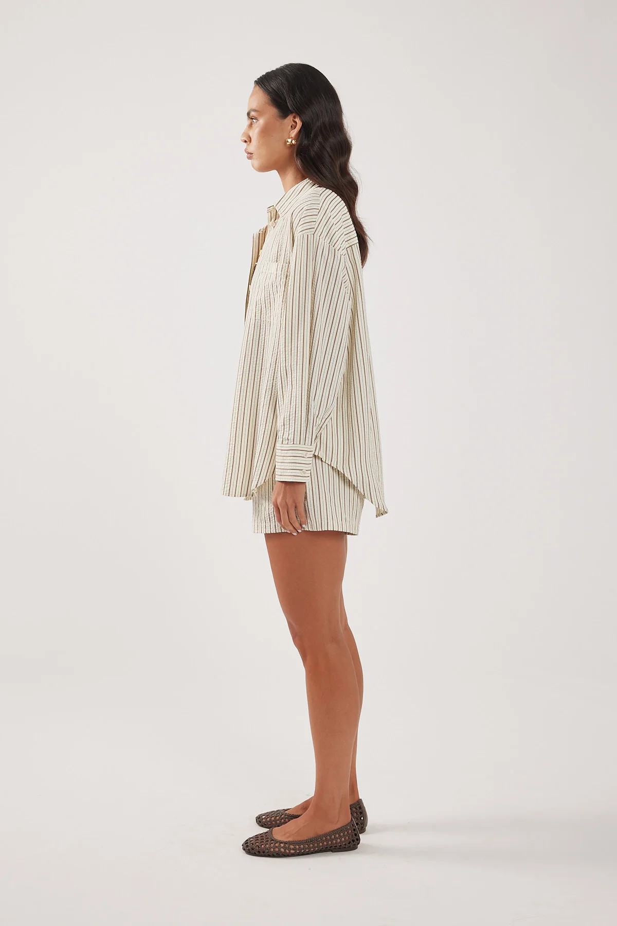 Perfect Stranger Hollis Oversized Shirt Cream Stripe - Image 2