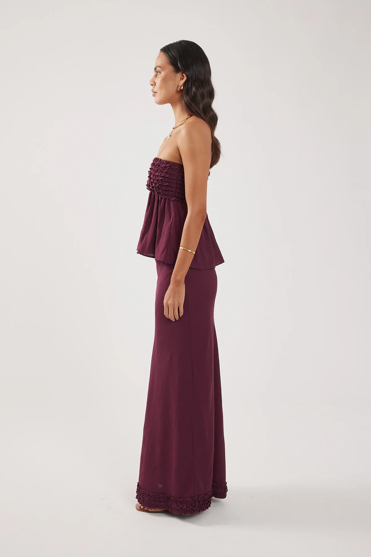 Perfect Stranger Jada Frill Maxi Skirt Plum - Image 3