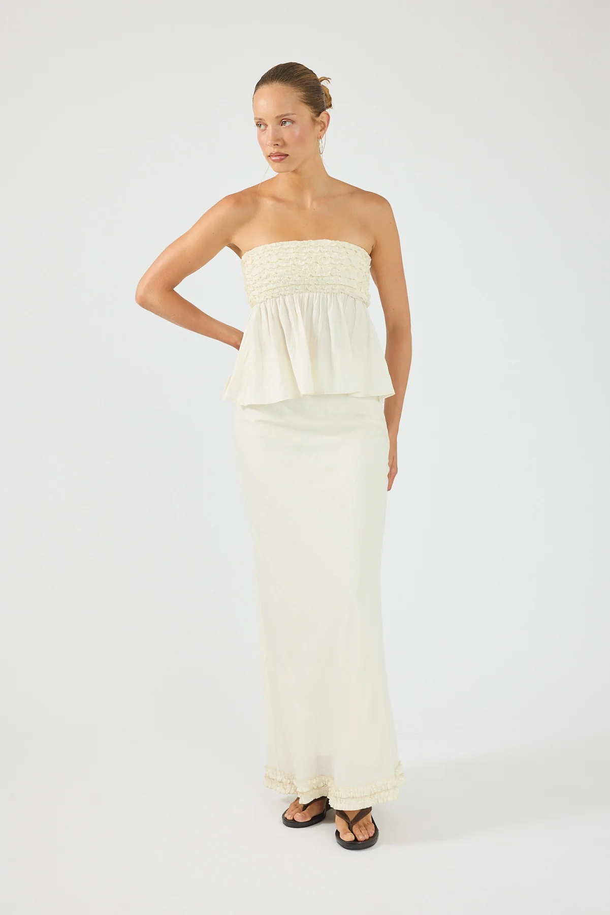Perfect Stranger Jada Frill Strapless Top Off White - Image 7