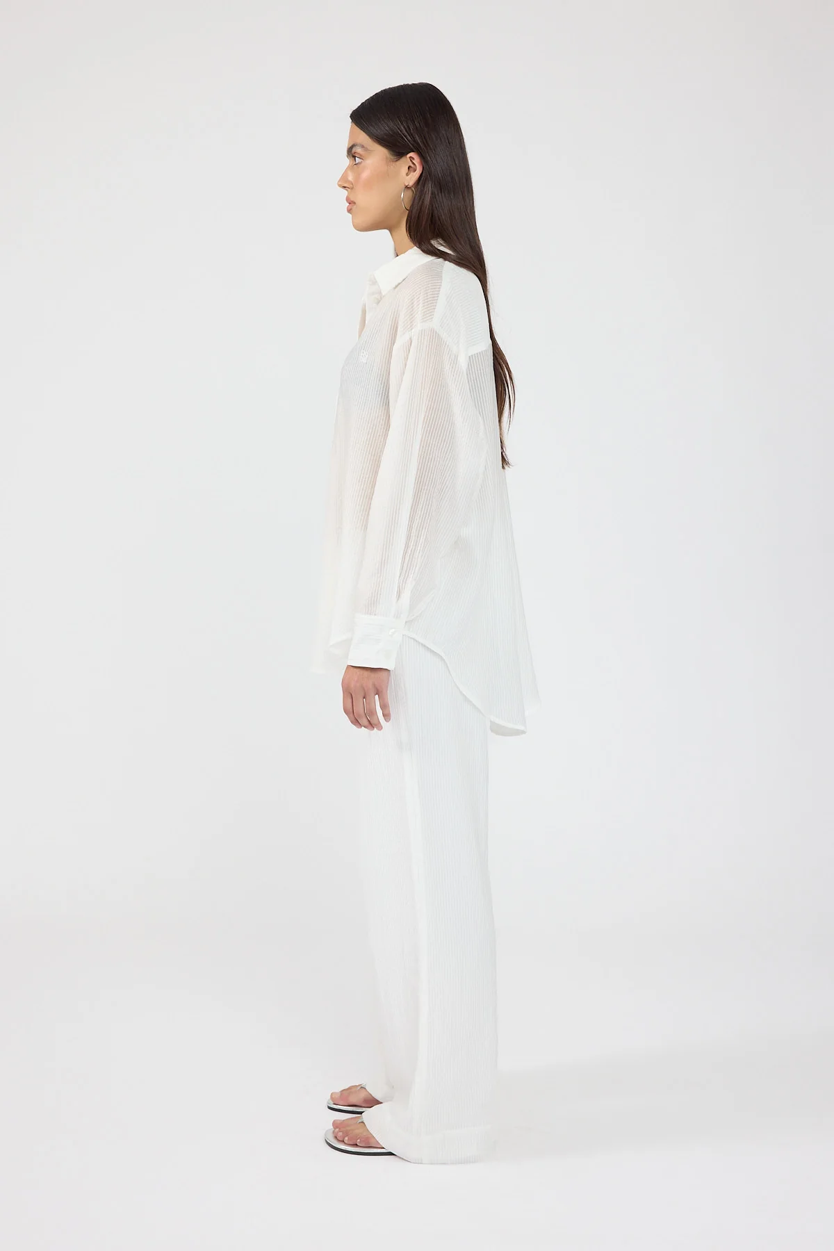 Perfect Stranger Jarrah Sheer Striped Shirt White - Image 2