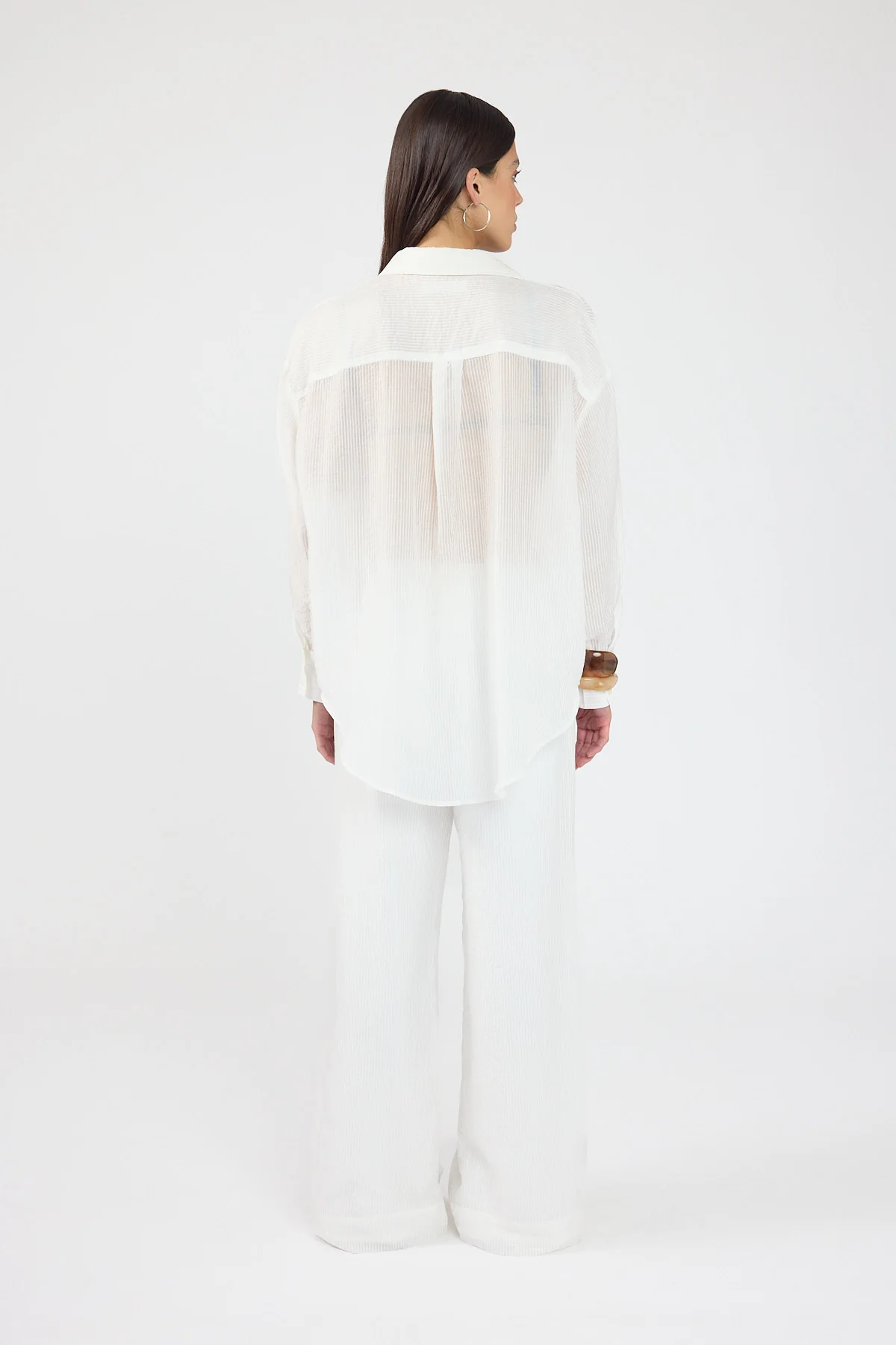 Perfect Stranger Jarrah Sheer Striped Shirt White - Image 3