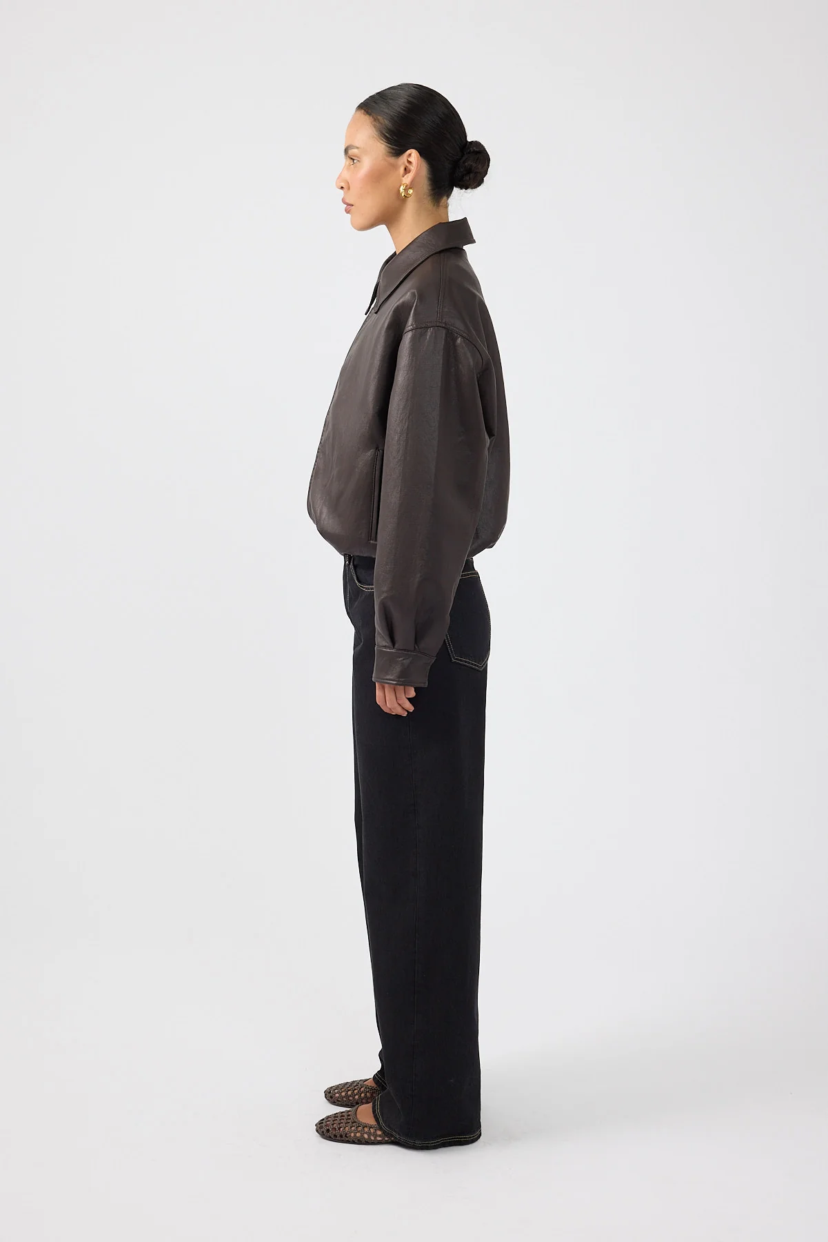 Perfect Stranger Jude Bubble PU Bomber Jacket Brown - Image 3