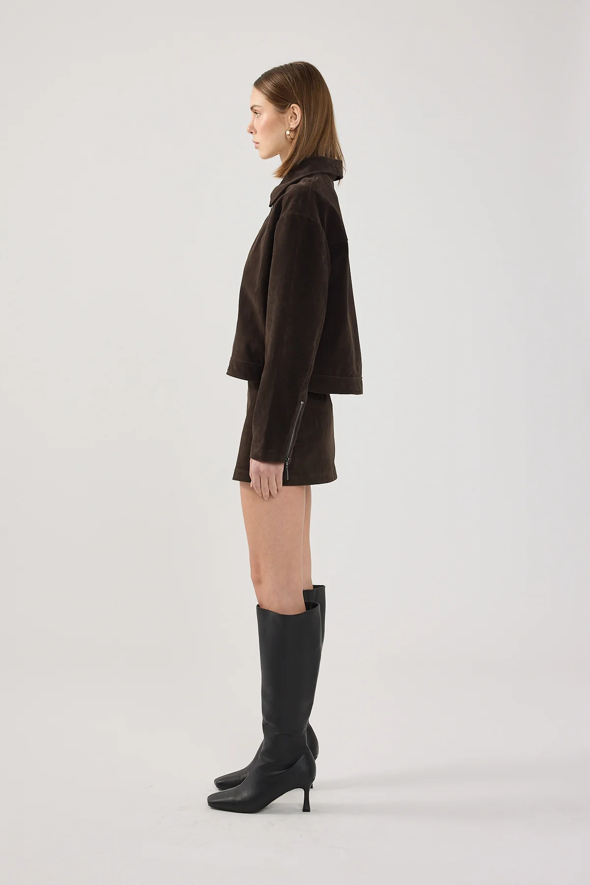 Perfect Stranger Kandice Suede Skort Brown - Image 3