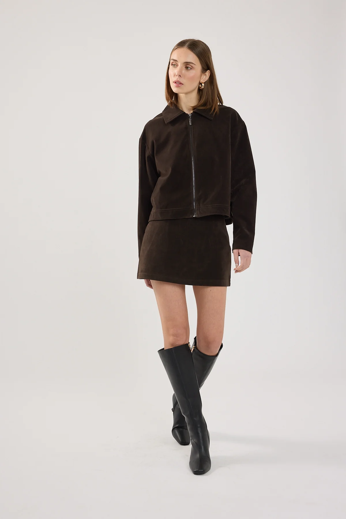 Perfect Stranger Kandice Suede Skort Brown - Image 6