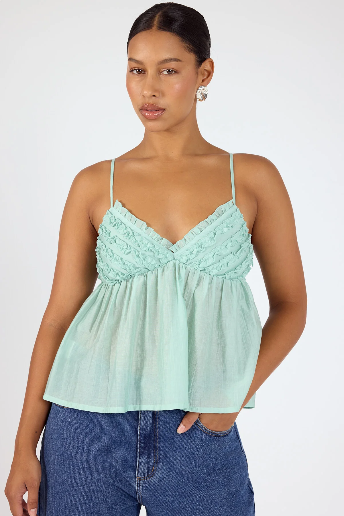 Perfect Stranger Klara Frill Cami Top Mint - Image 2