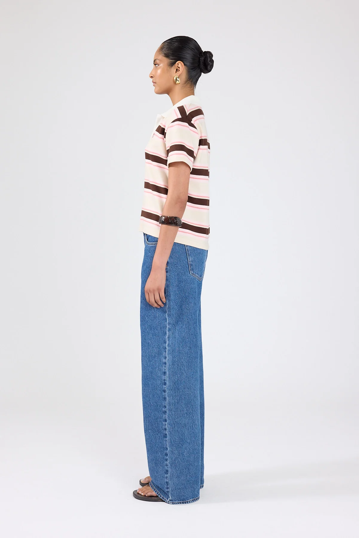 Perfect Stranger Knox Polo T-shirt Pink Stripe - Image 3