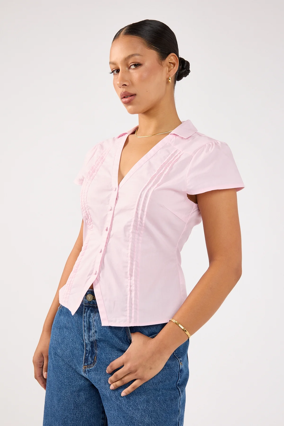 Perfect Stranger Koa Short Sleeve Blouse Pink - Image 6