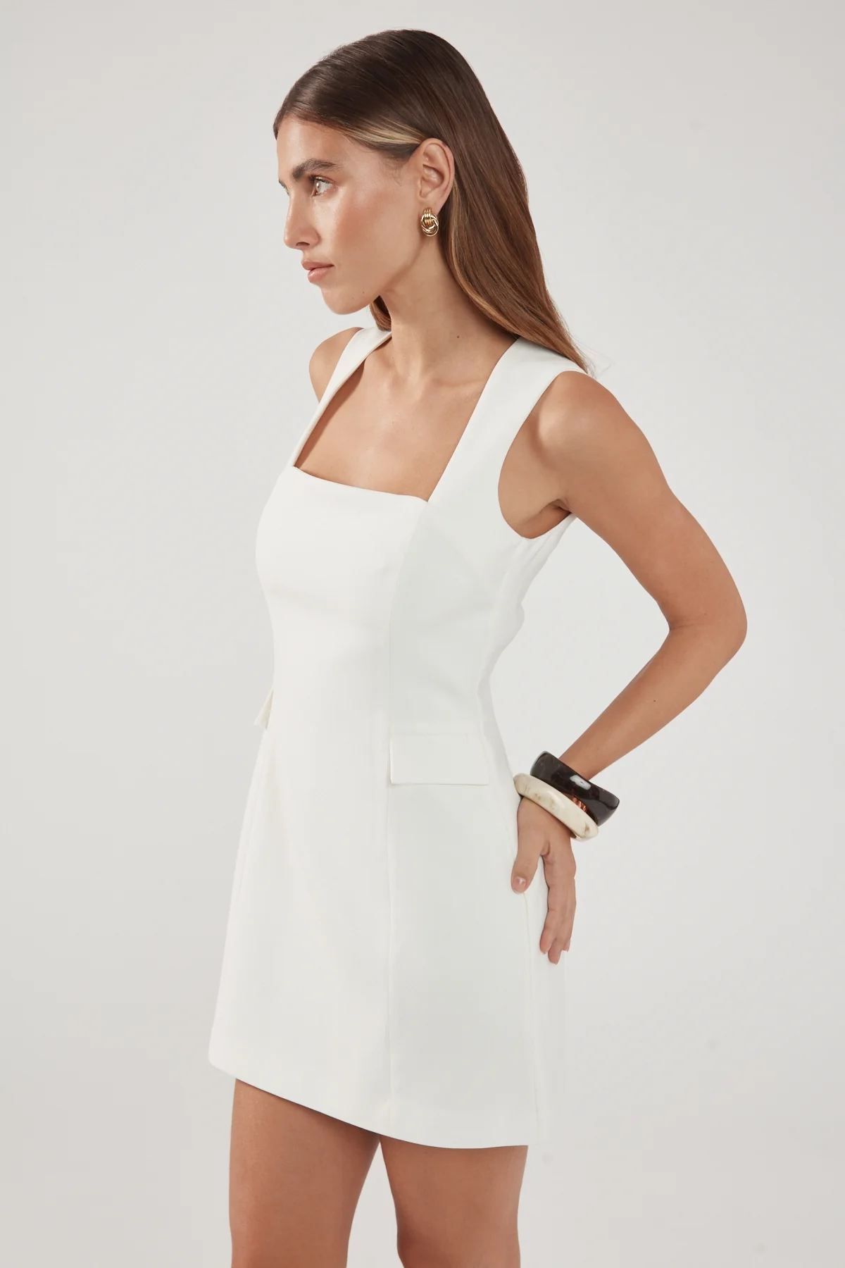 Perfect Stranger Leila Suiting Mini Dress White - Image 6