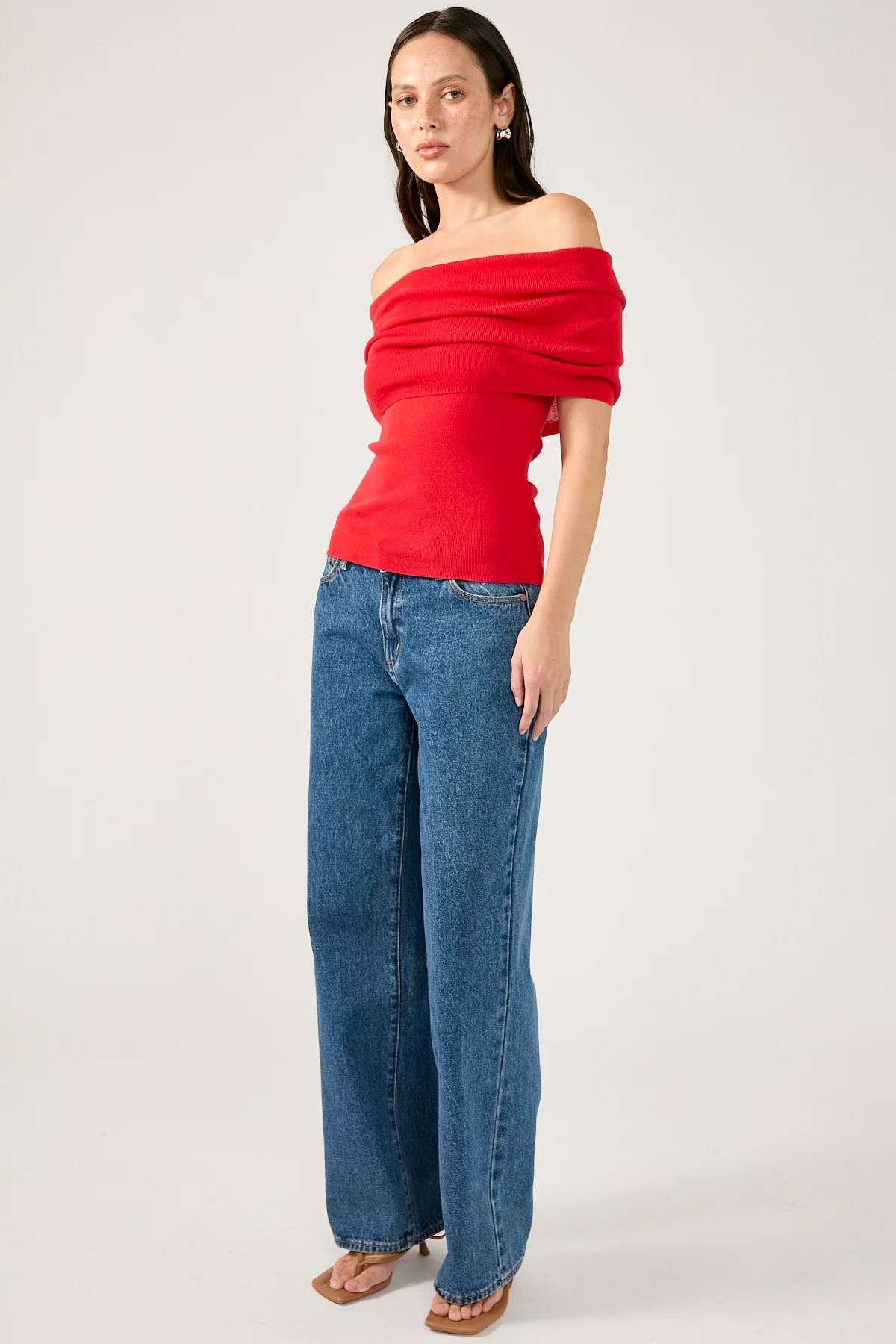 Perfect Stranger Lily Off Shoulder Knit Top Red - Image 4