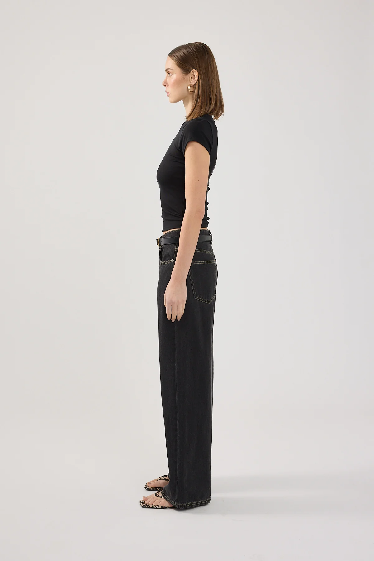 Perfect Stranger Longline Cap Sleeve Tee Black - Image 2