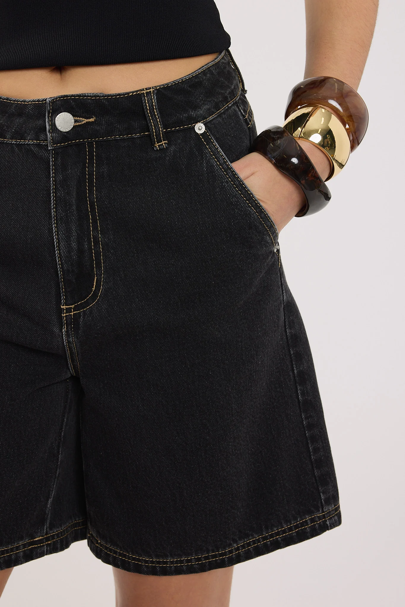 Perfect Stranger Longline Denim Short Washed Grey - Image 7