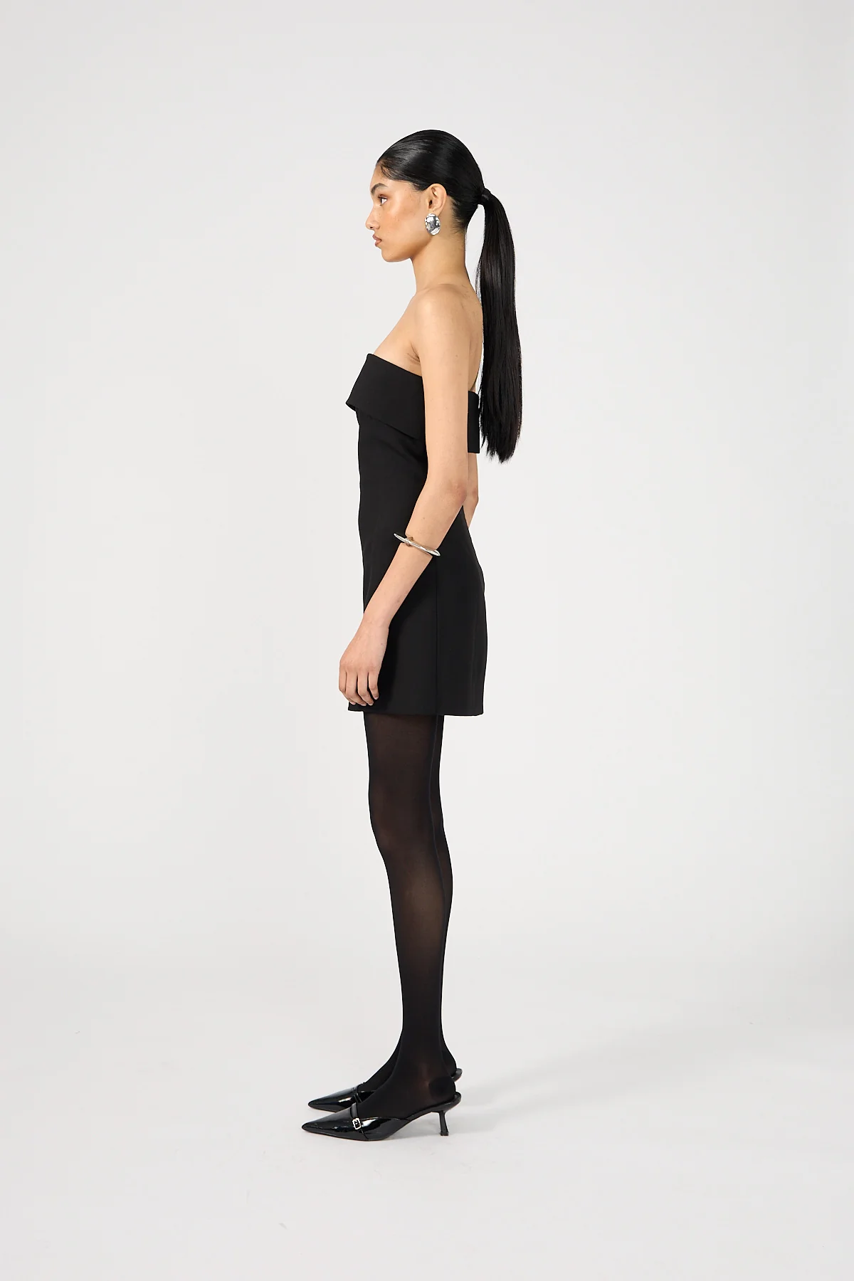 Perfect Stranger Luca Fold Down Strapless Mini Dress Black - Image 3