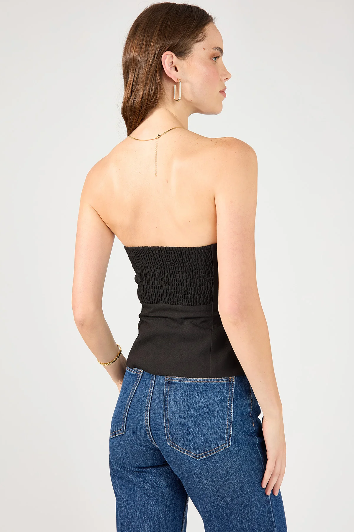 Perfect Stranger Luca Strapless Button Up Top Black - Image 5