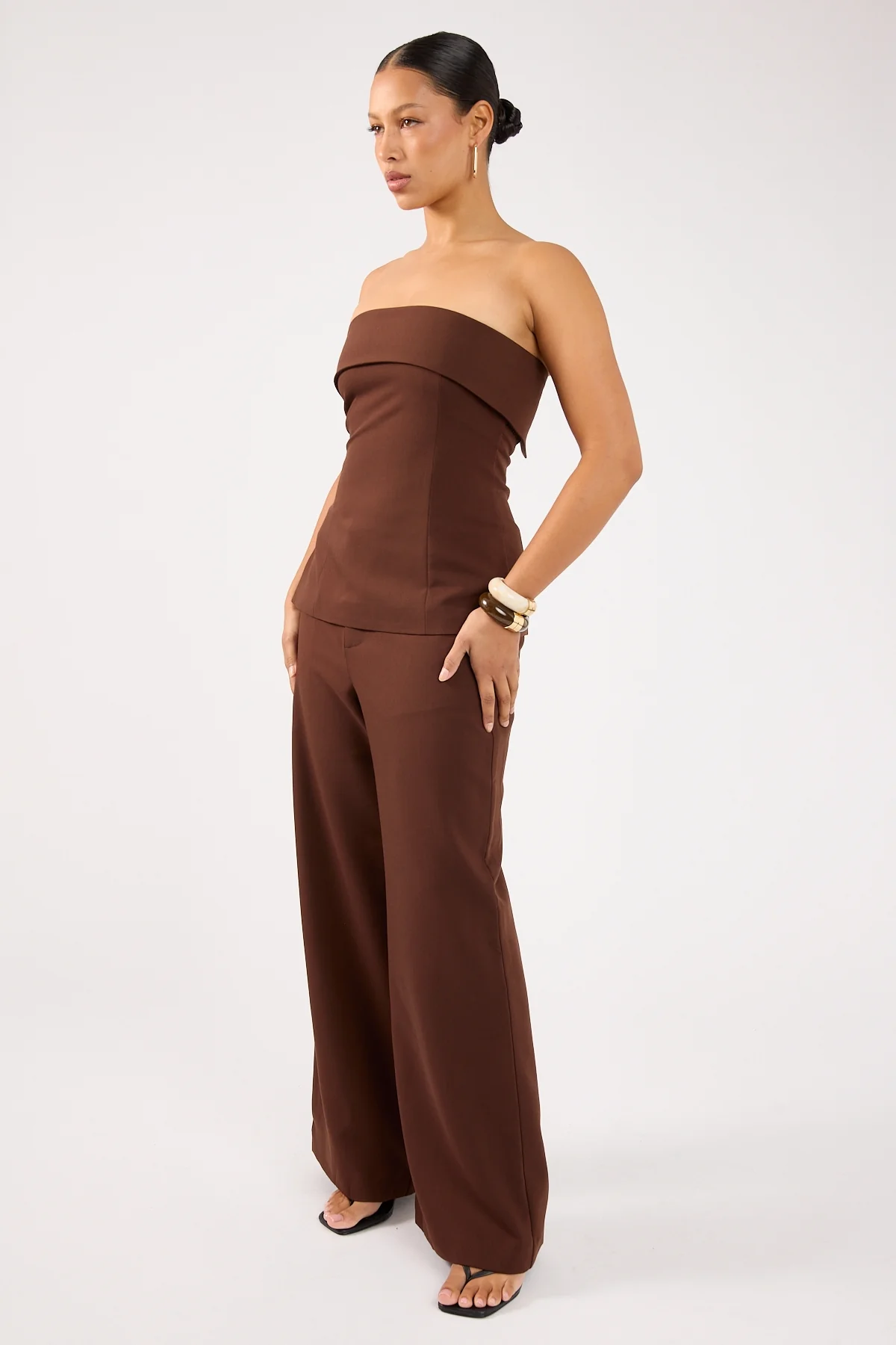 Perfect Stranger Luella Mid Rise Wide Leg Tailored Pant Brown - Image 4