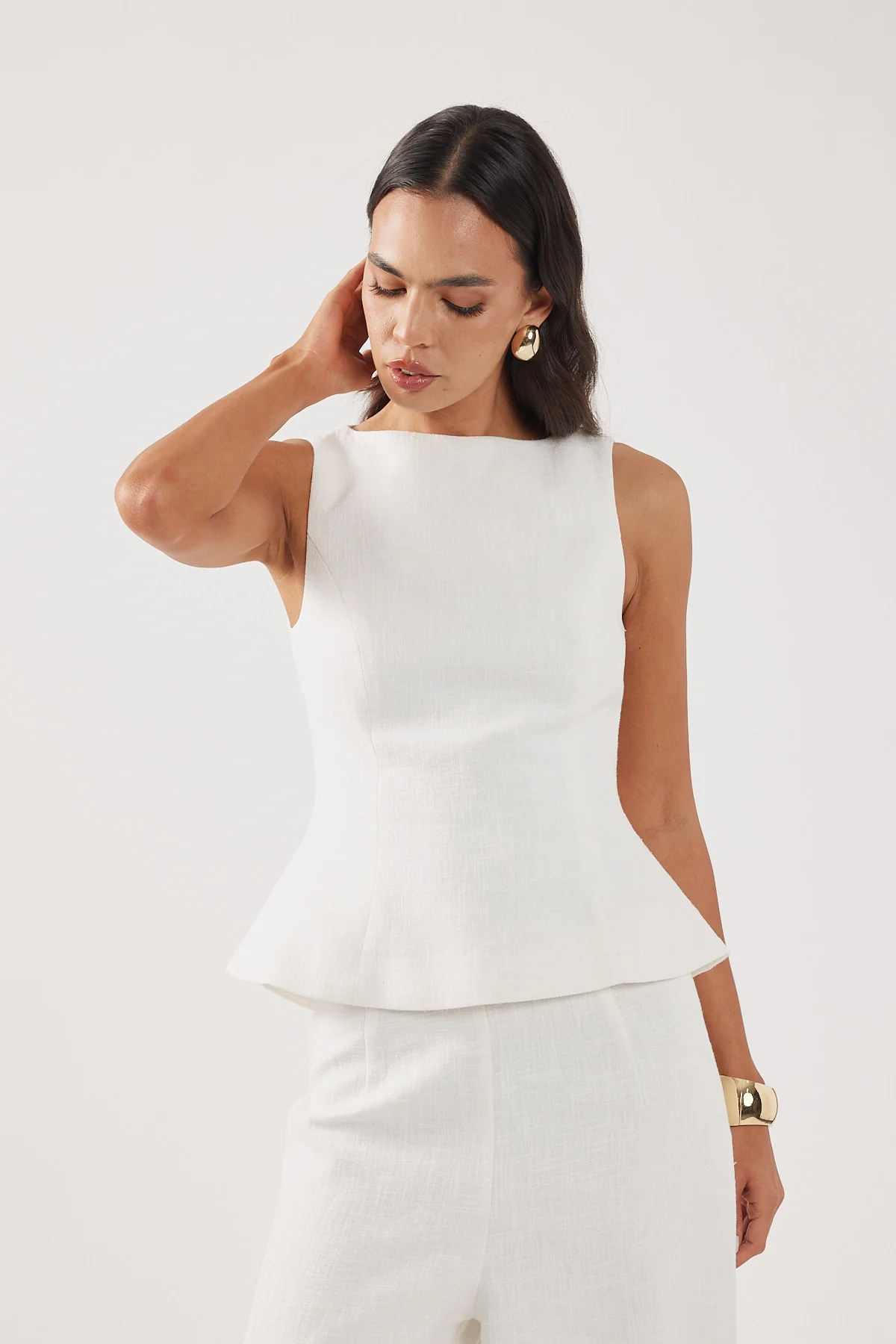 Perfect Stranger Menorca Boat Neck Top Off White - Image 6