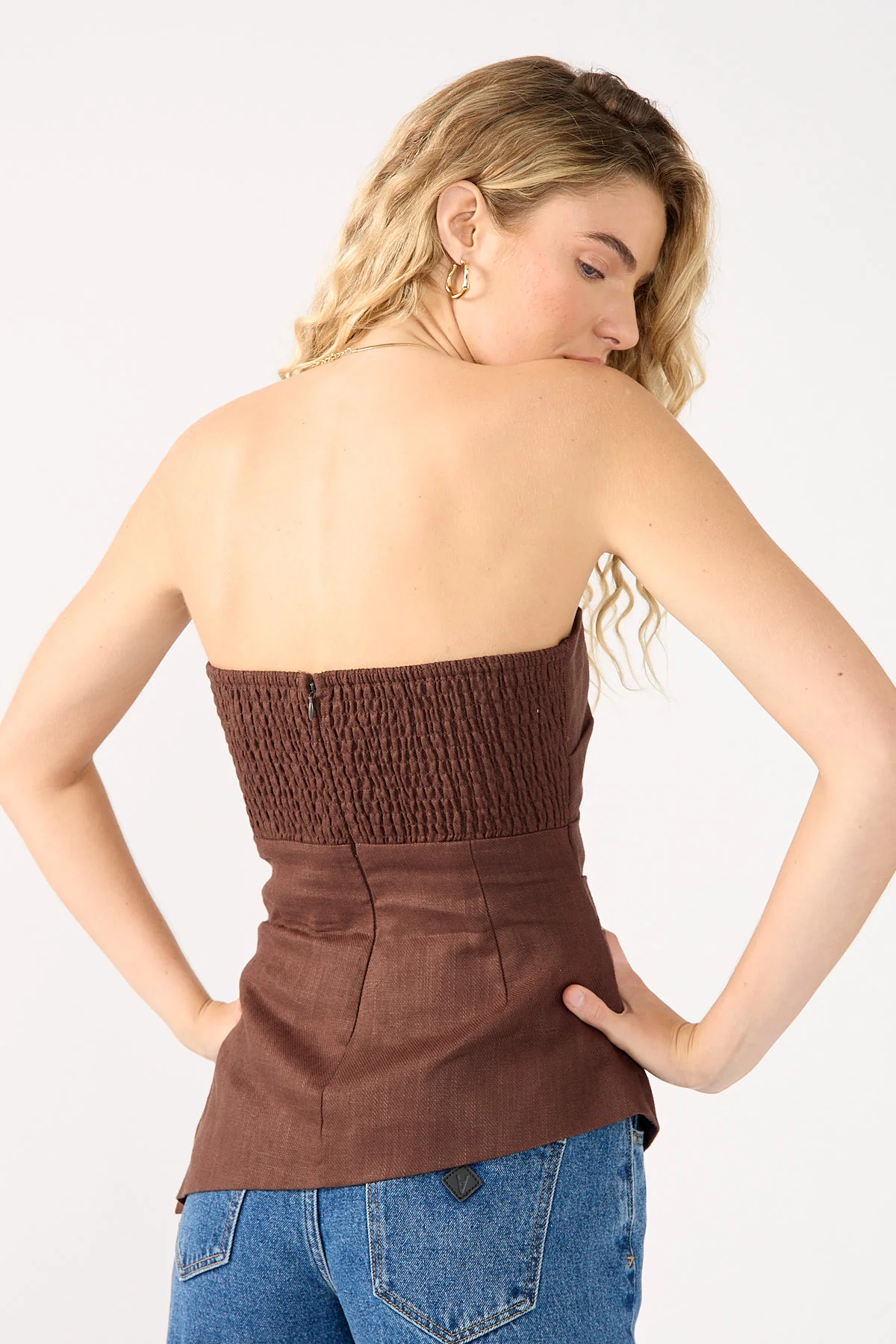 Perfect Stranger Menorca Strapless Asymmetrical Top Chocolate - Image 6