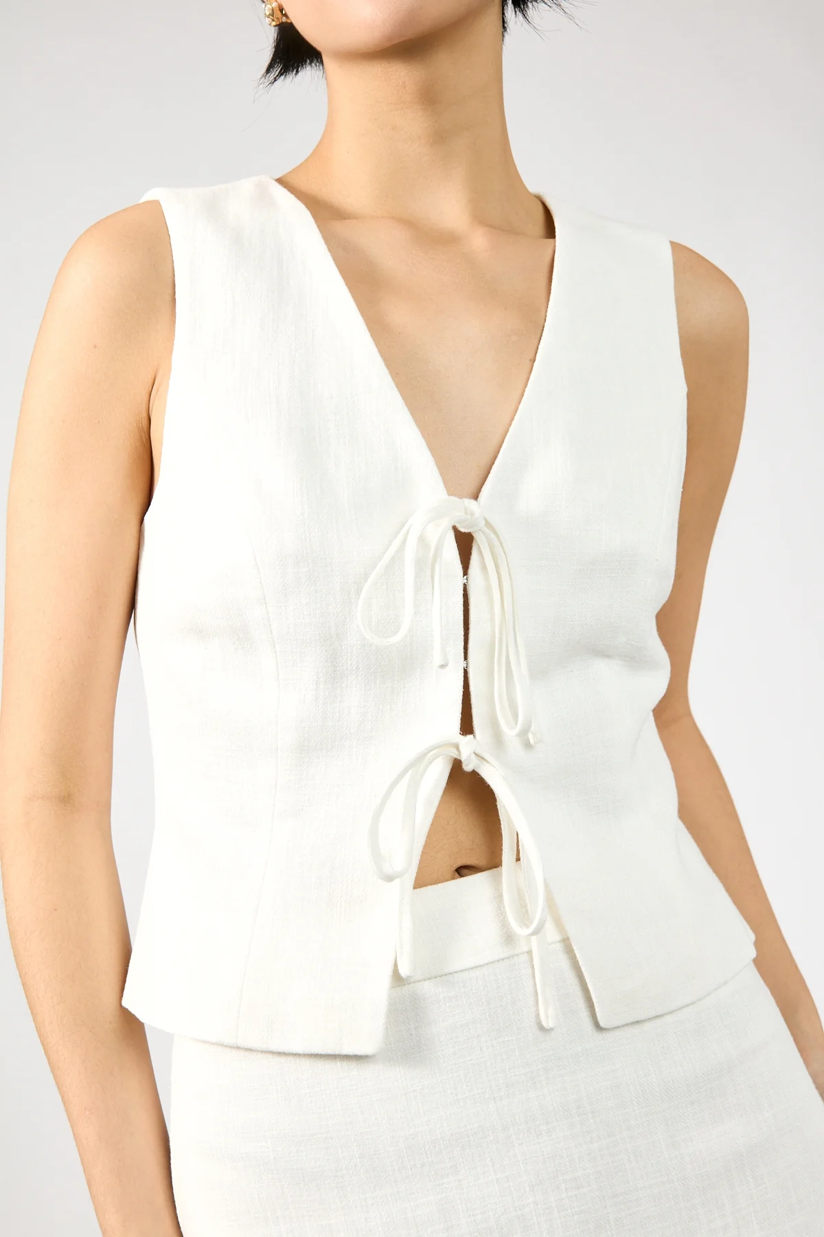 Perfect Stranger Menorca Tie Up Vest Top White - Image 3