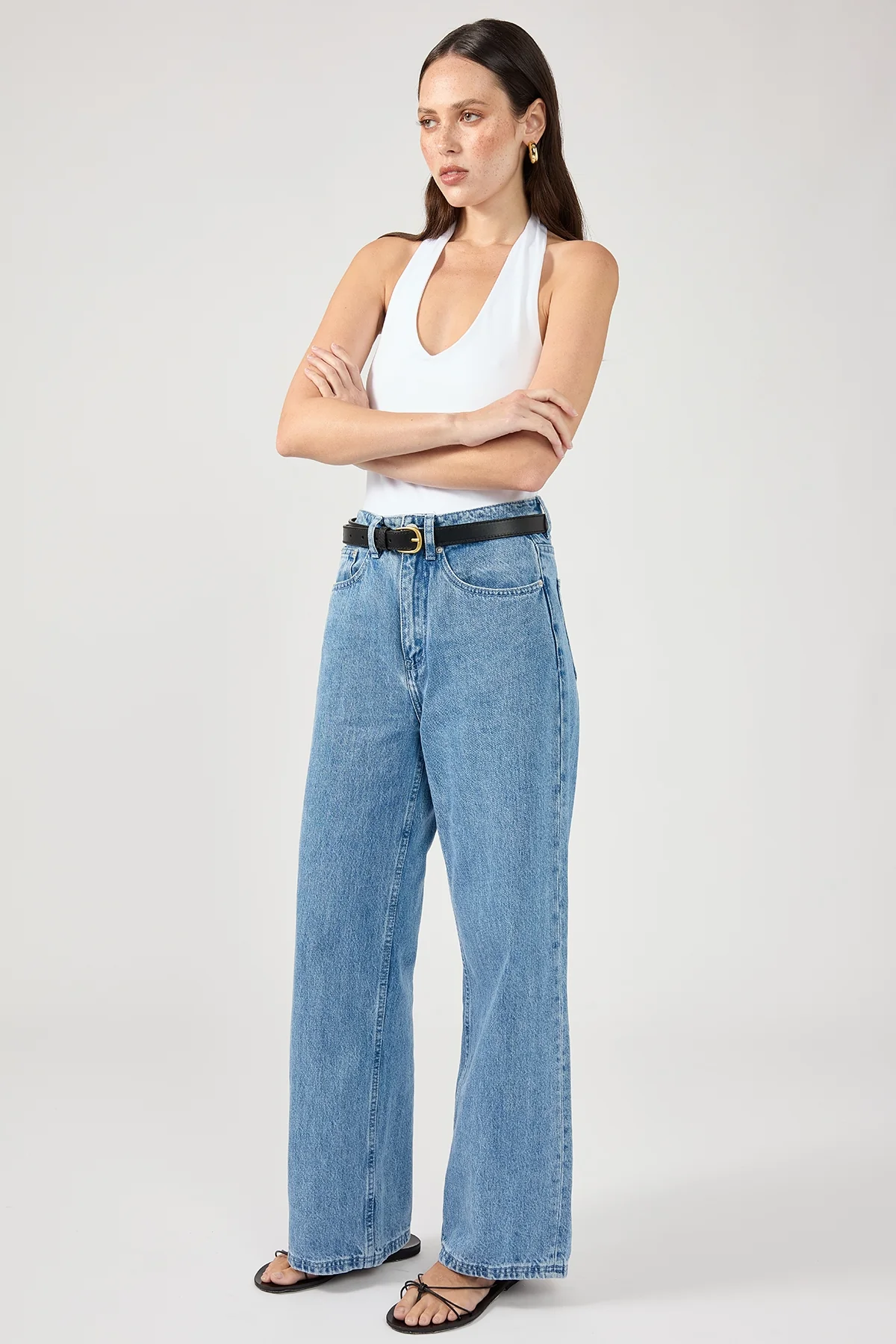 Perfect Stranger Mid Rise 90's Slouch Jean Mid Blue Denim - Image 3