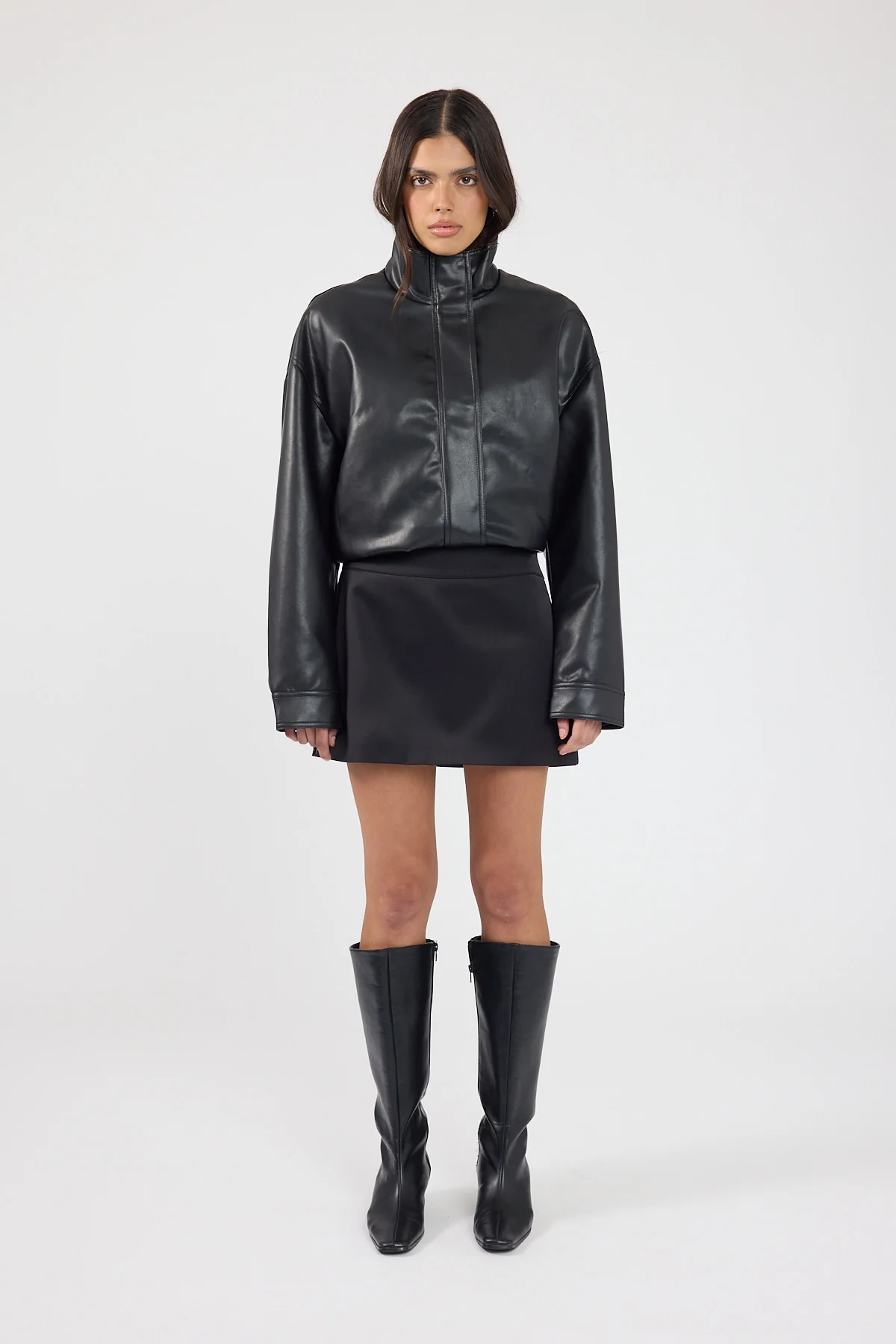 Perfect Stranger Millie Satin Mid Rise Mini Skirt Black - Image 5