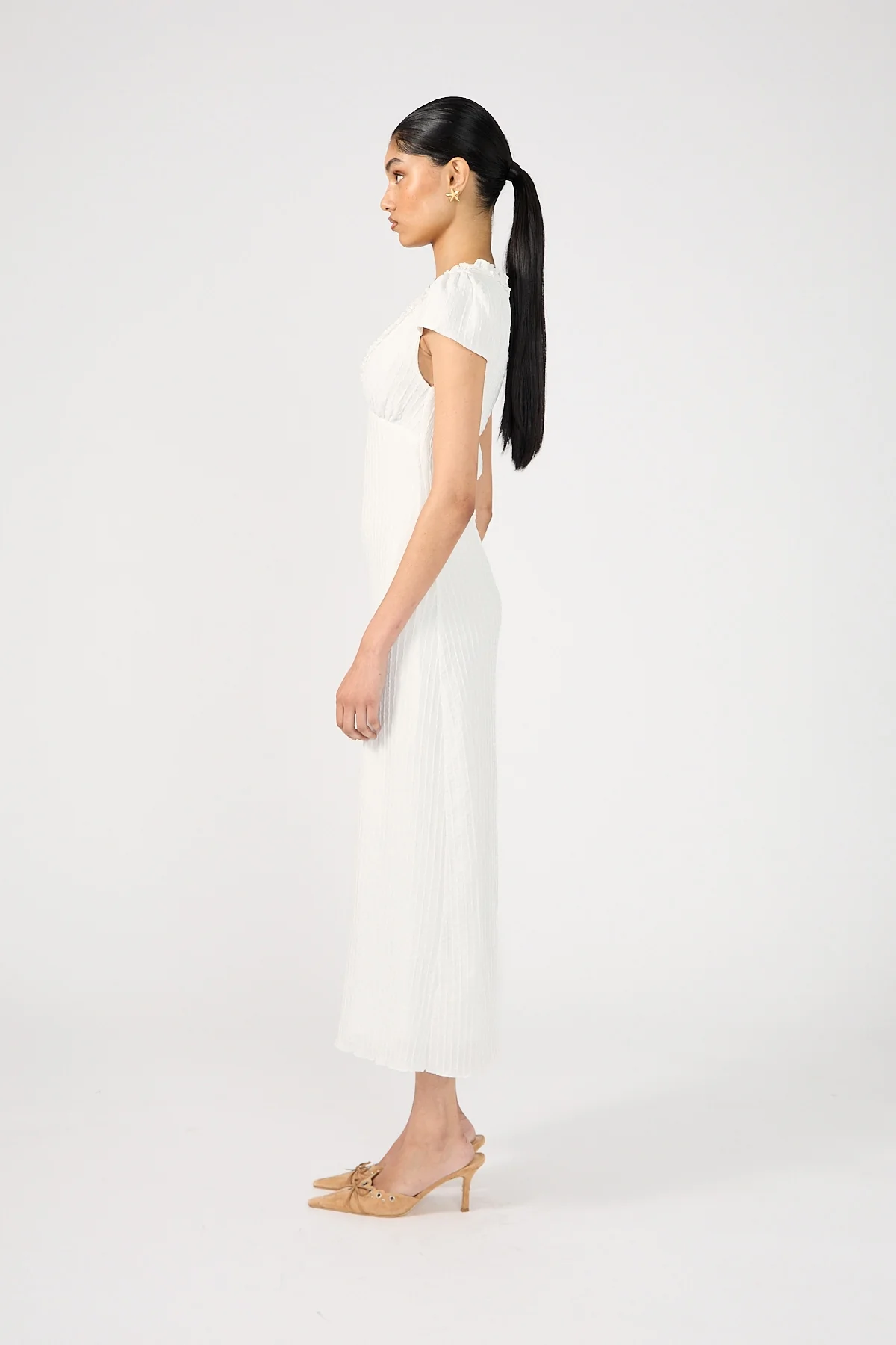 Perfect Stranger Mimsy Short Sleeve Midi Dress White - Image 5