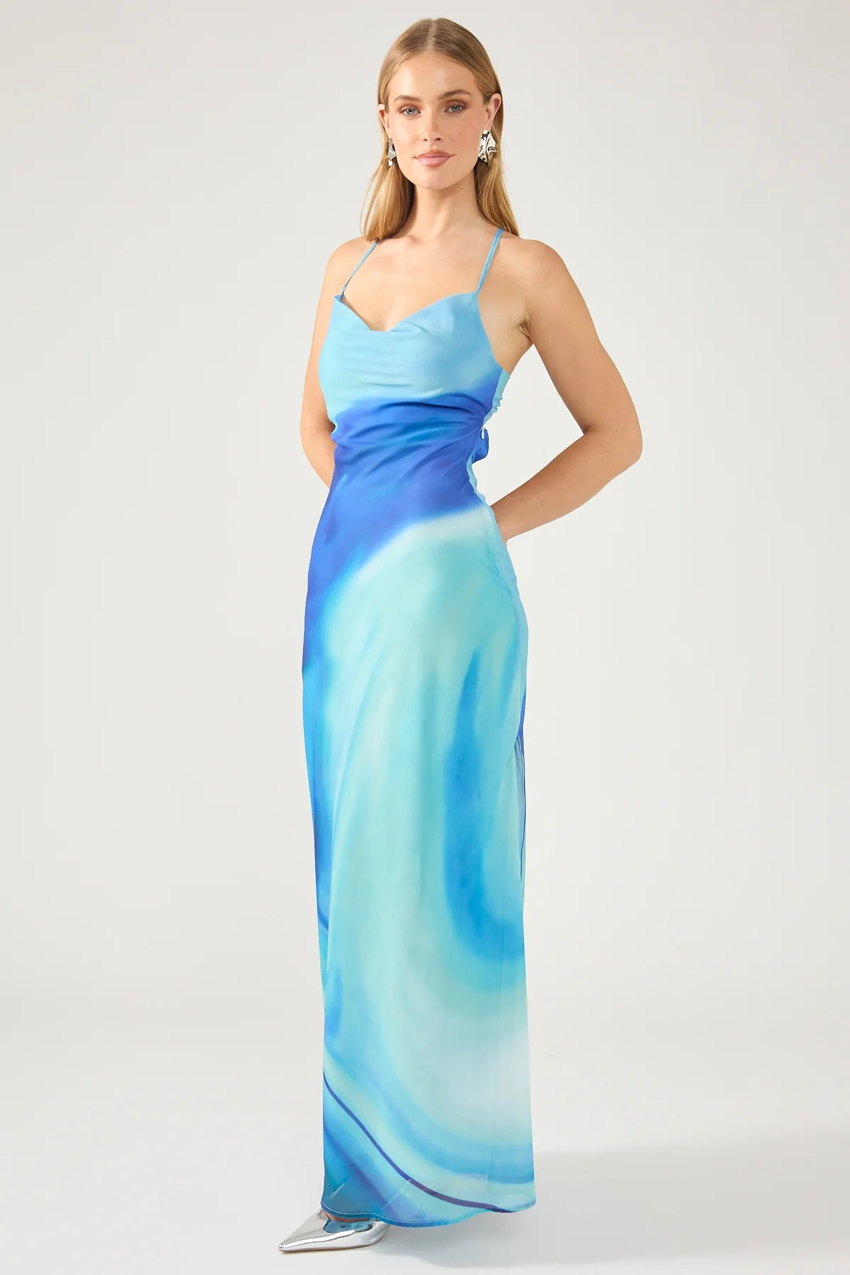 Perfect Stranger Nixie Recycled Maxi Dress Blue Print - Image 5