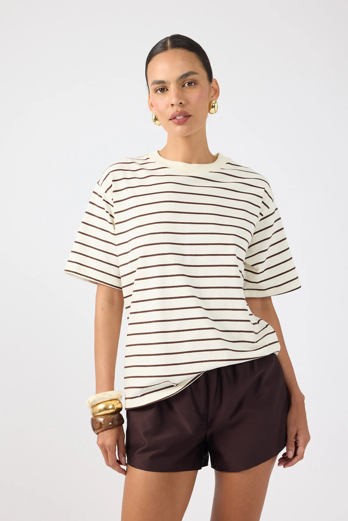 Perfect Stranger Oversized Stripe T-shirt Brown Stripe - Image 4