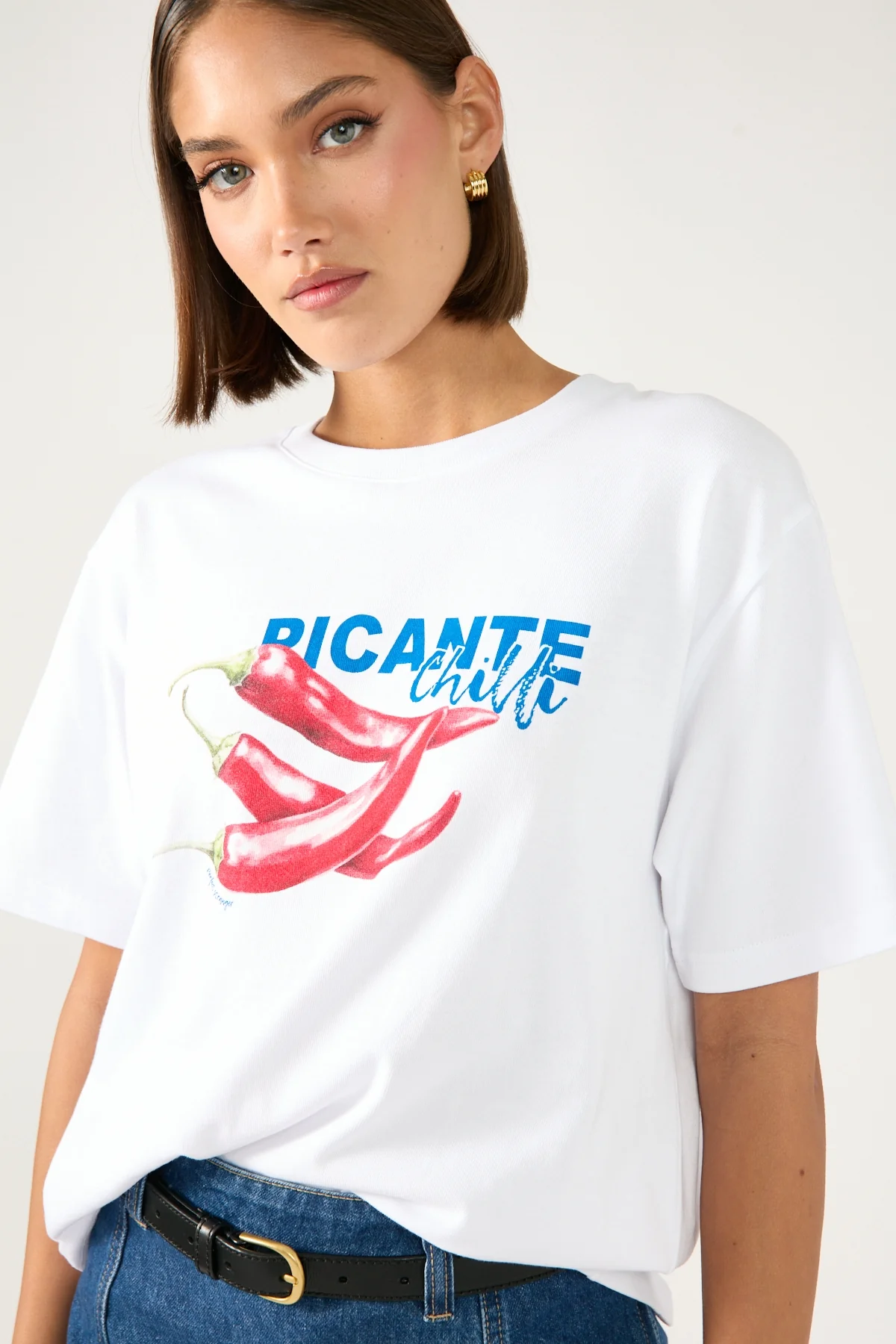 Perfect Stranger Picante Oversized Graphic Tee White - Image 3