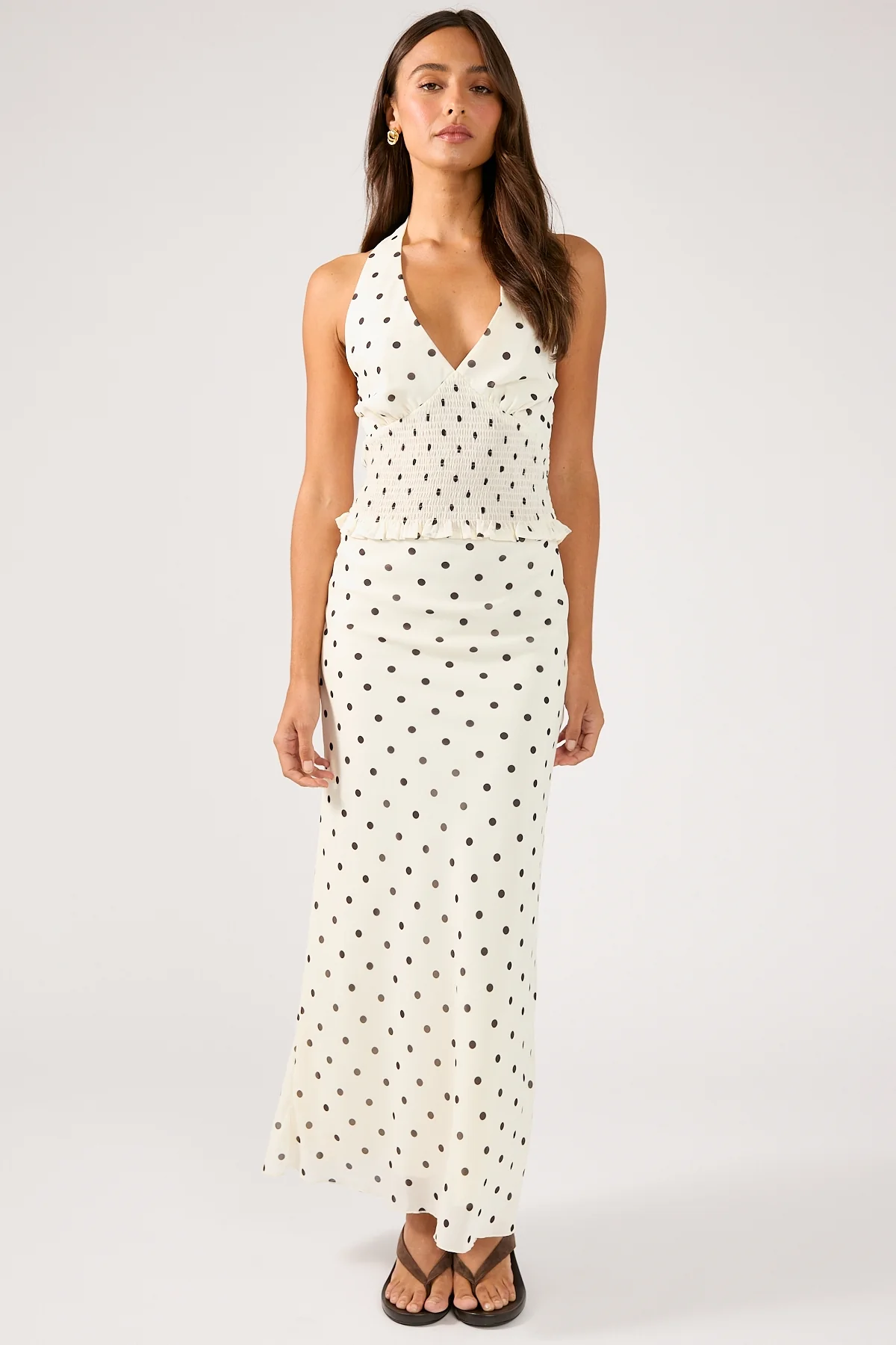Perfect Stranger Polka Wish Halter Top Cream Print - Image 4