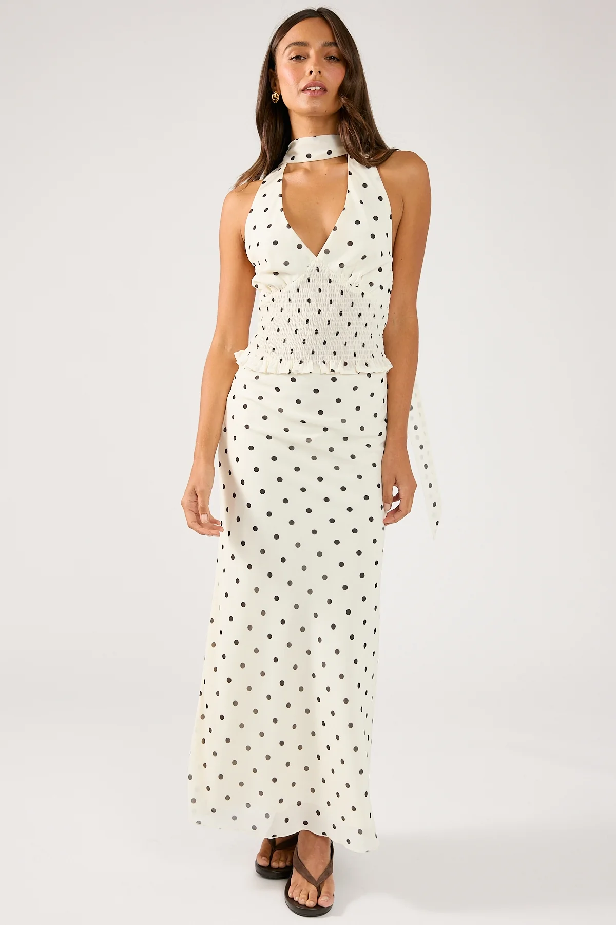 Perfect Stranger Polka Wish Halter Top Cream Print - Image 7