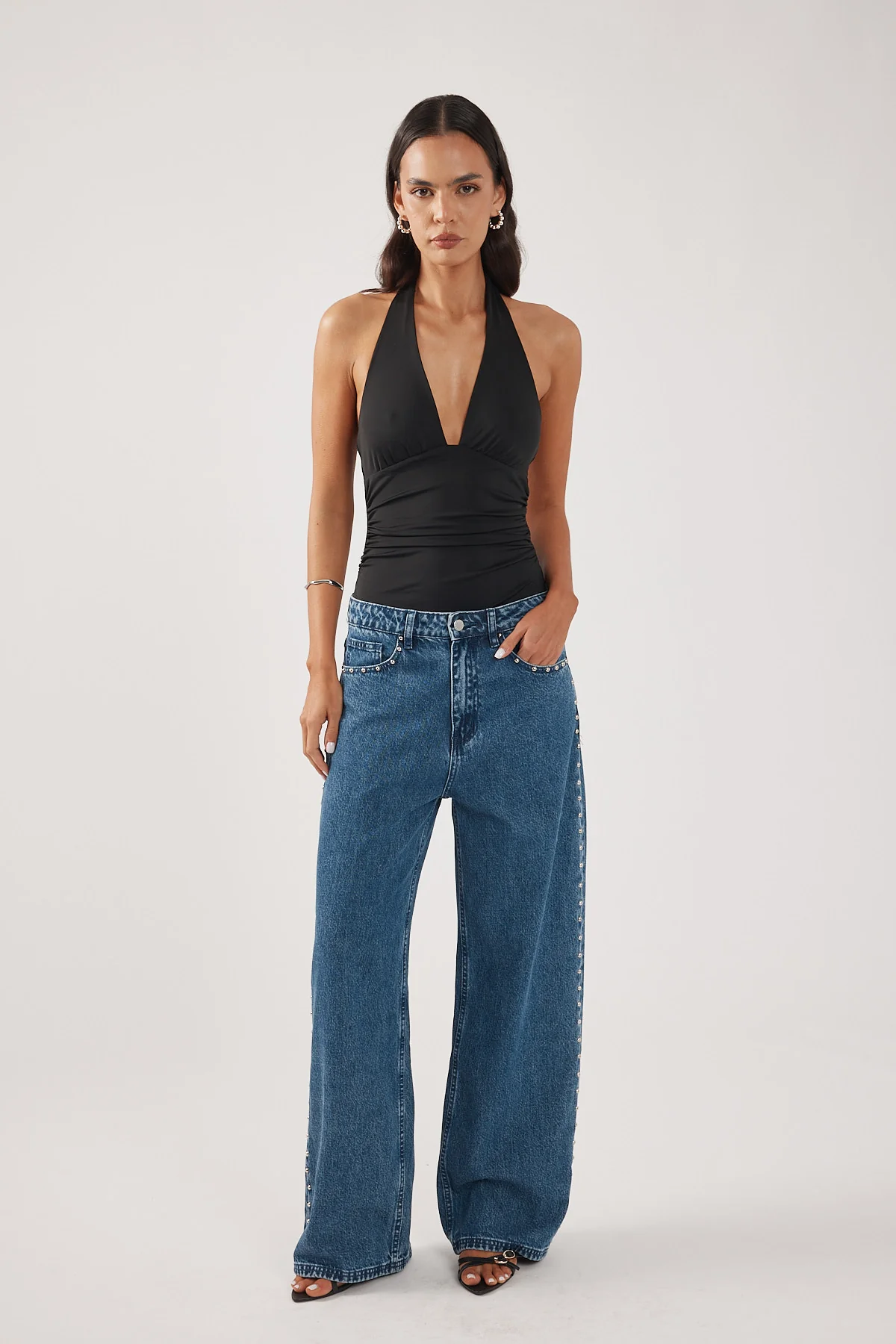 Perfect Stranger Ryder Halter Bodysuit Black