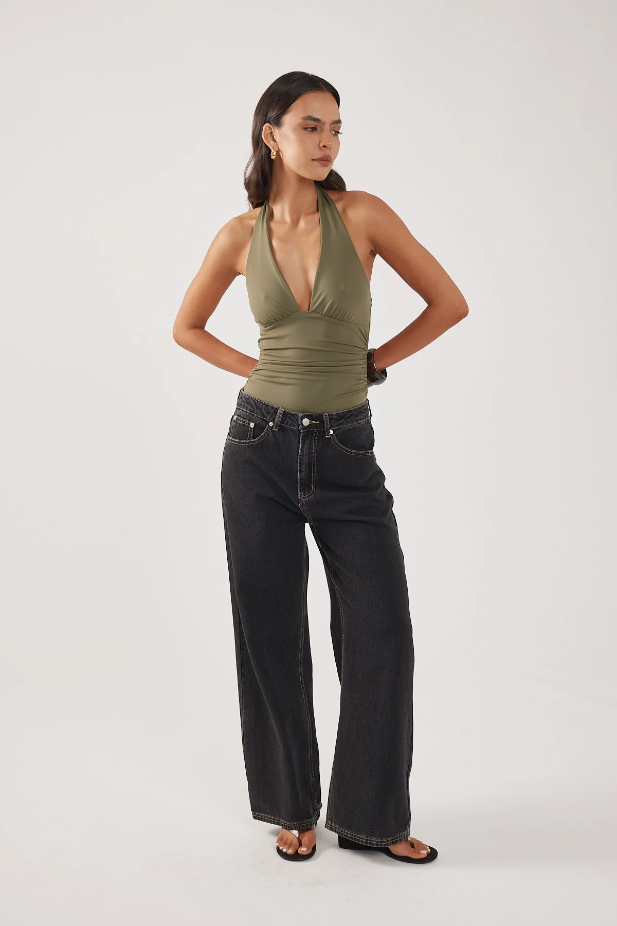 Perfect Stranger Ryder Halter Bodysuit Khaki - Image 5
