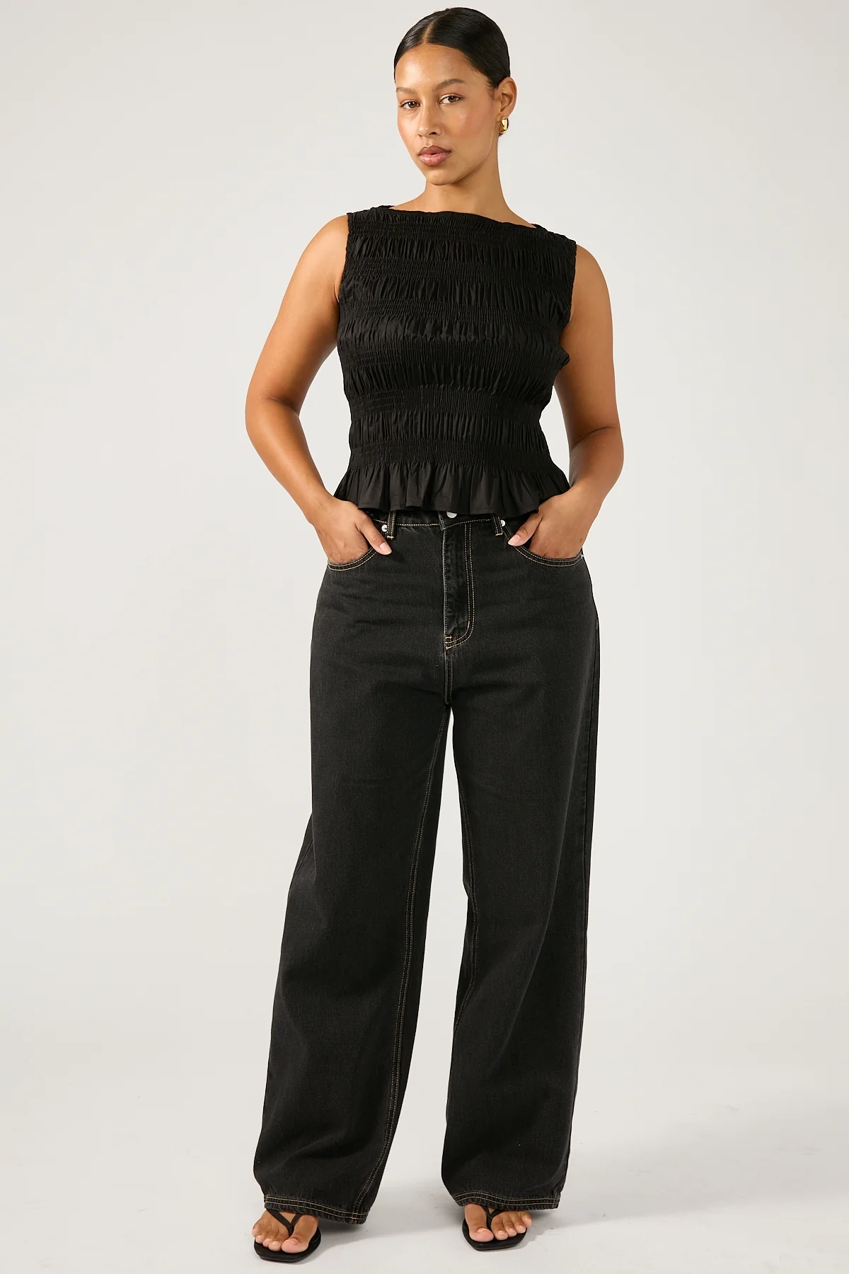 Perfect Stranger Shirred High Neck Top Black - Image 5
