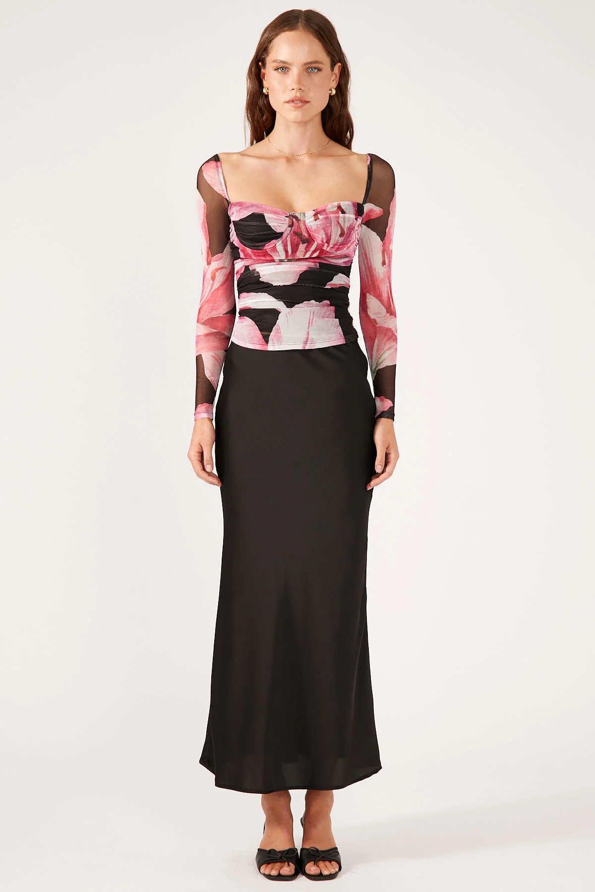 Perfect Stranger Stargazer Long Sleeve Mesh Top Black Print - Image 5