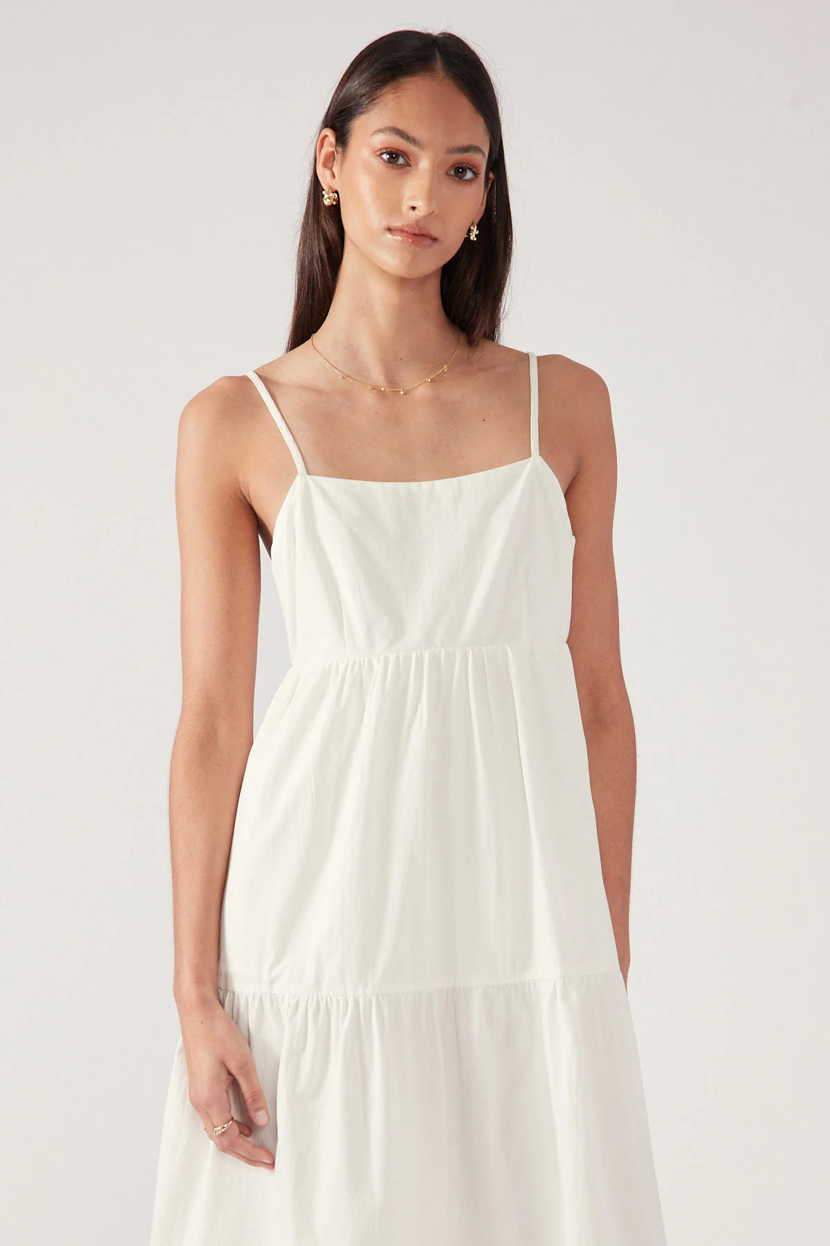 Perfect Stranger TIERED OPEN BACK MIDI DRESS Cream - Image 3