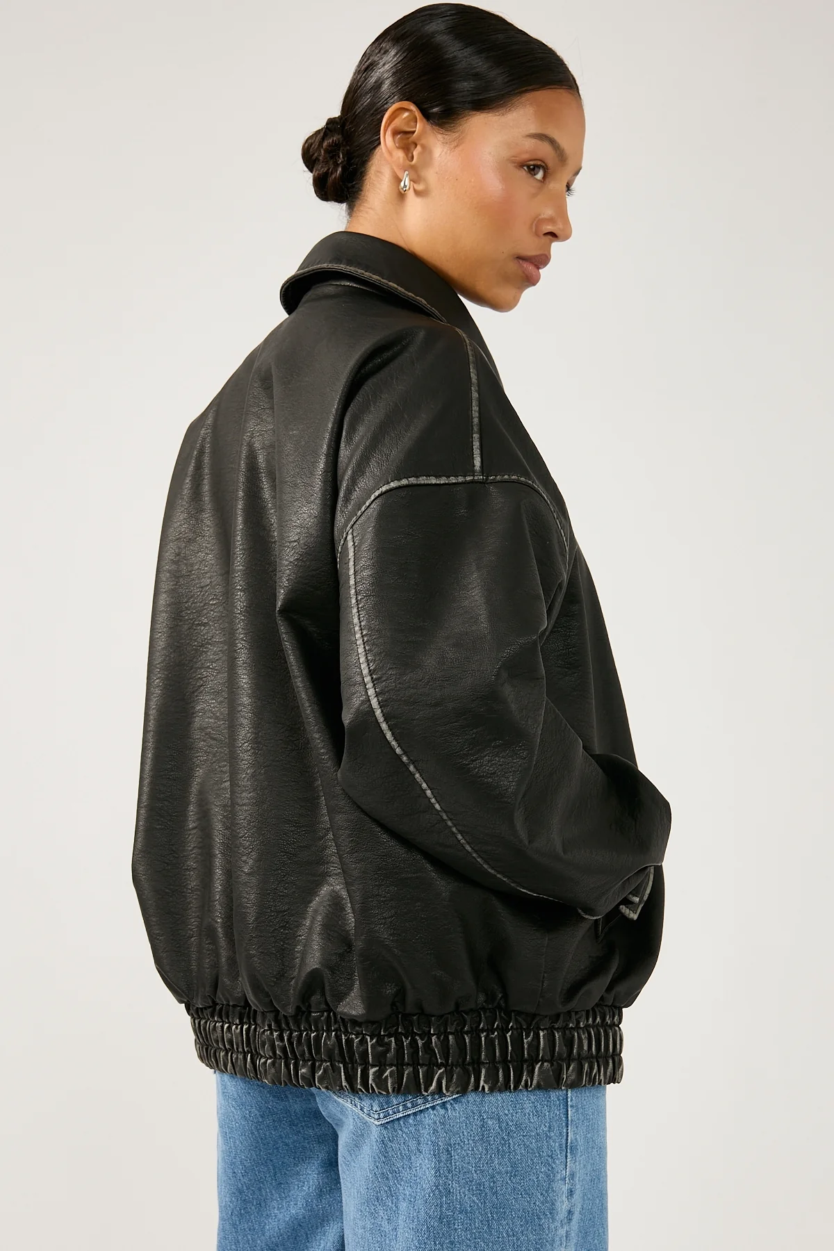 Perfect Stranger Washed Maxx PU Bomber Black - Image 13